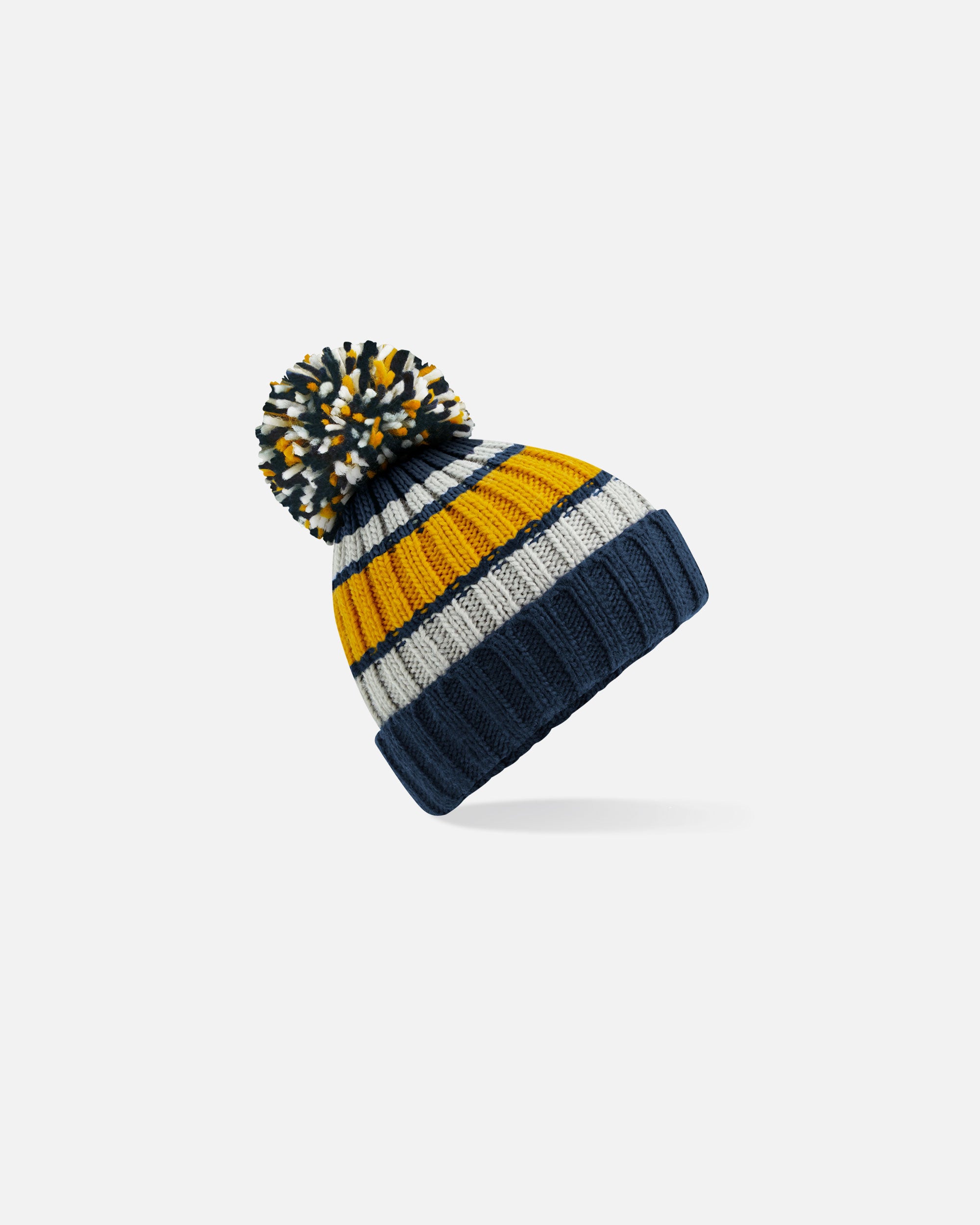 Gestreifte Mütze mit Bommel Dijon Blue von VIVID