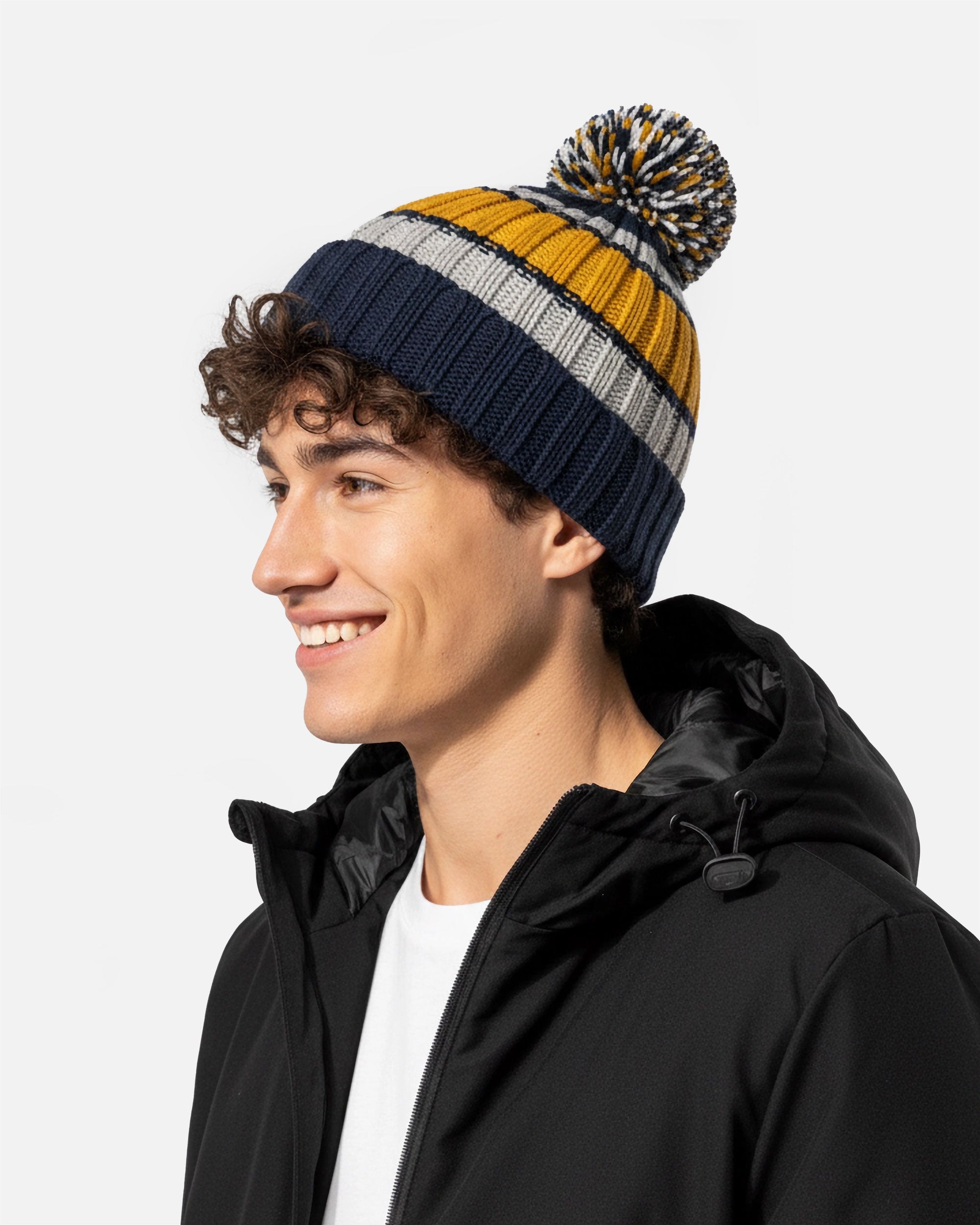 Gestreifte Mütze mit Bommel von VIVID