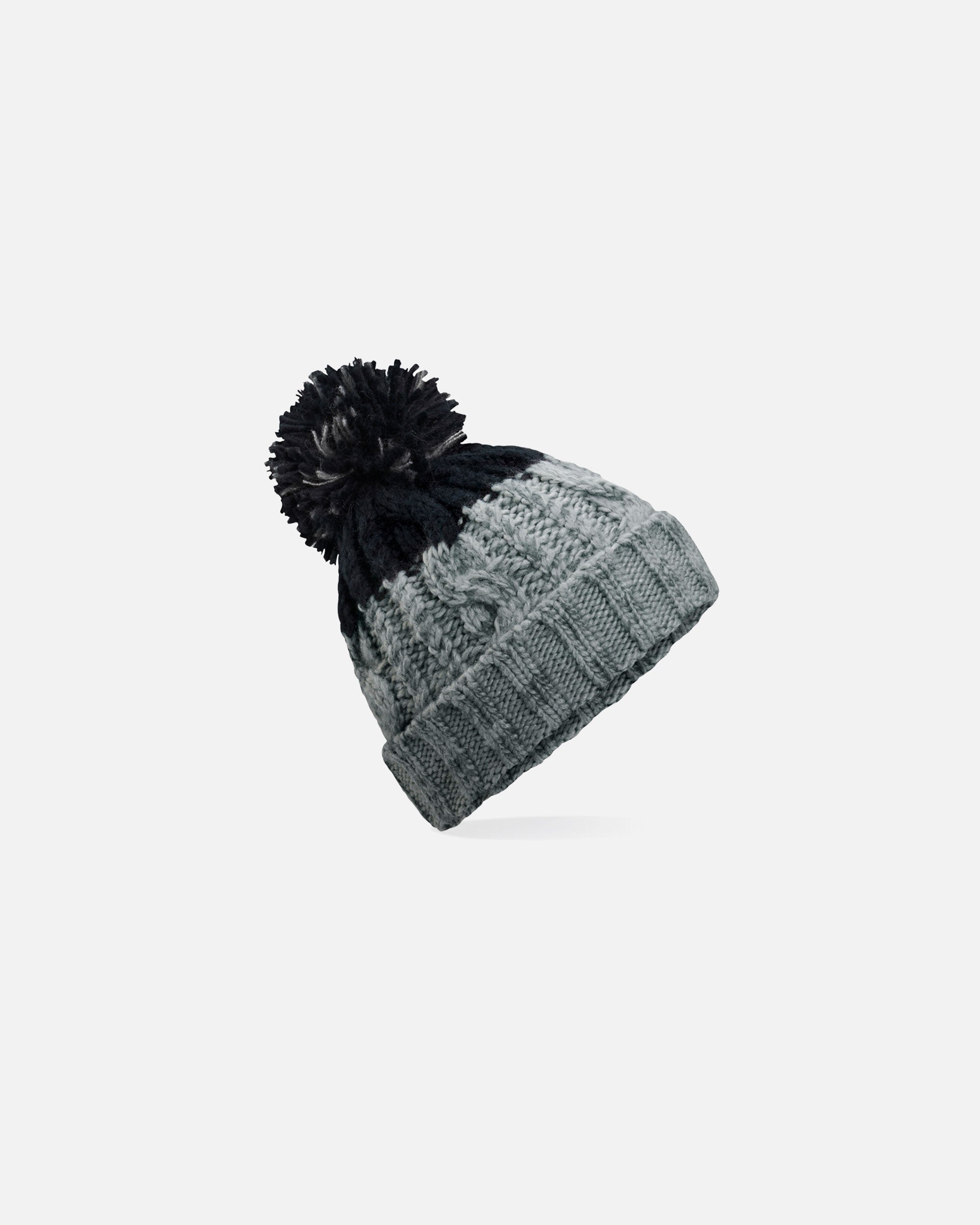 Zweifarbige Mütze mit Bommel Light Grey-Black von VIVID