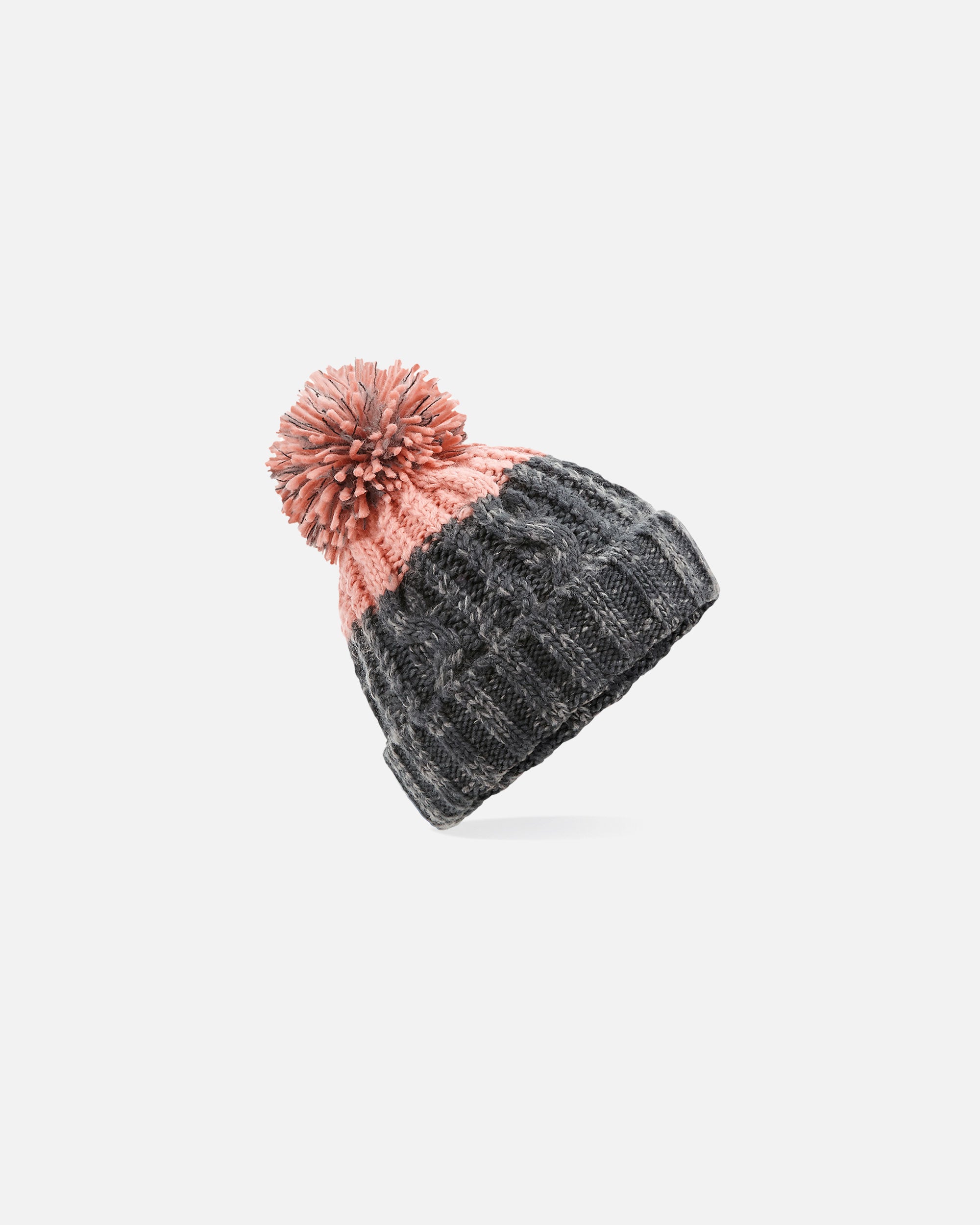 Zweifarbige Mütze mit Bommel Graphite Grey-Blush von VIVID
