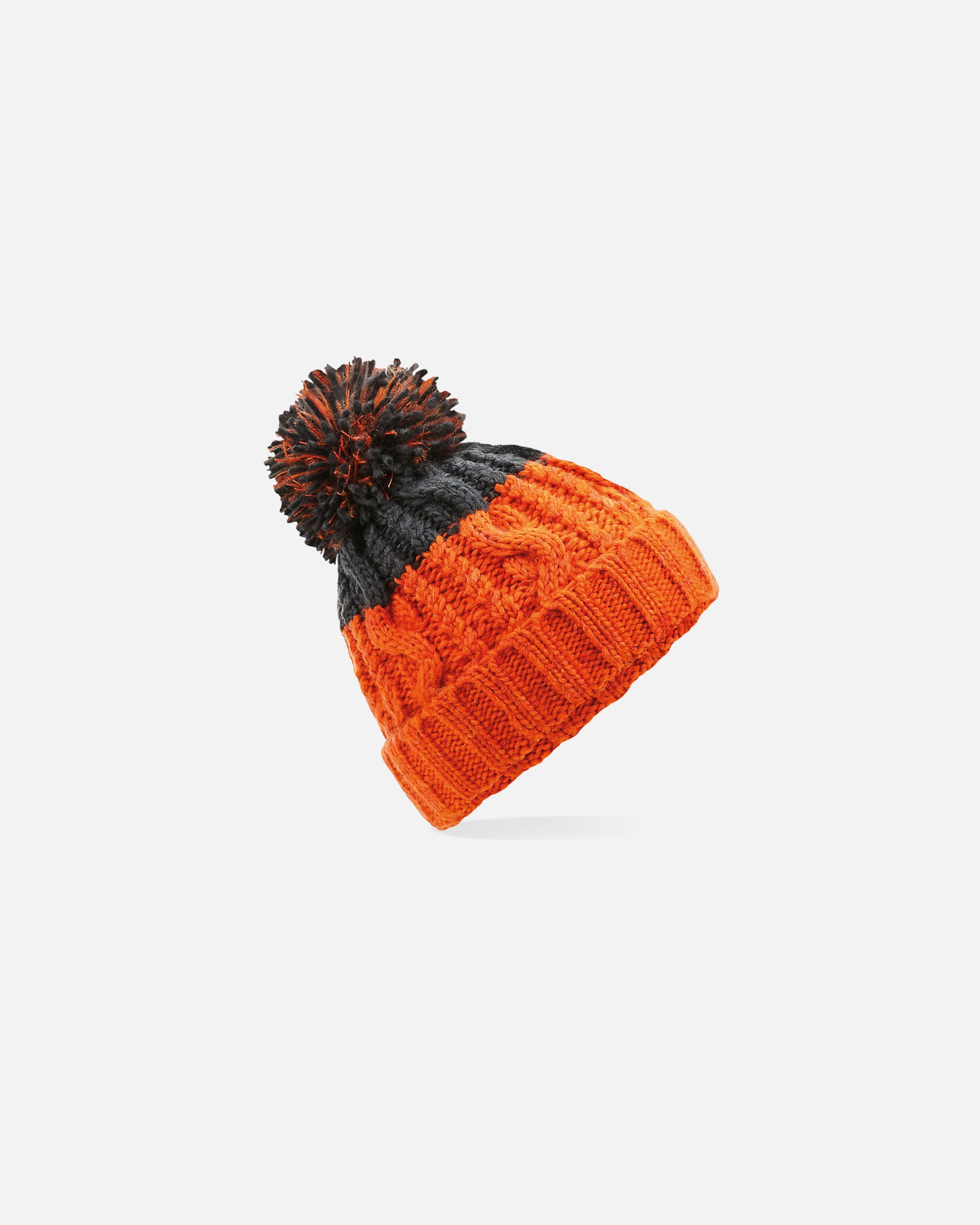Zweifarbige Mütze mit Bommel Orange-Graphite Grey von VIVID