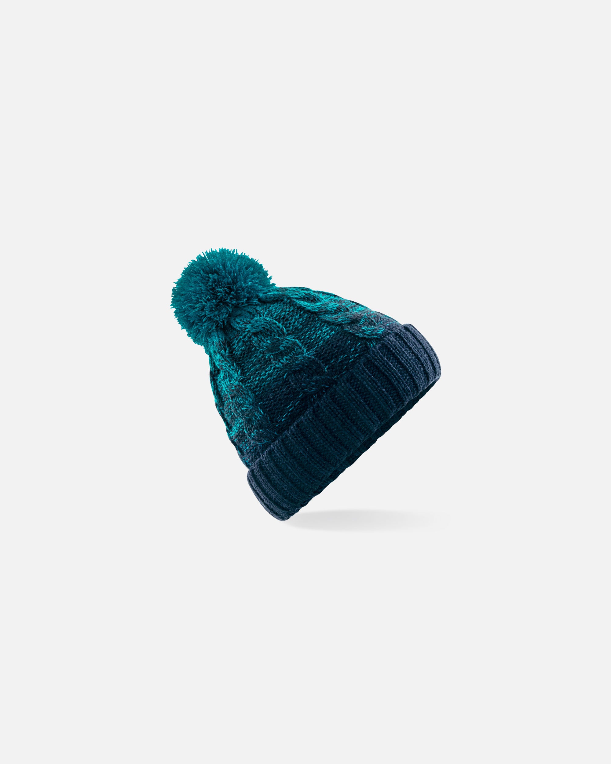 Farbverlauf Mütze mit Bommel Teal-French Navy von VIVID