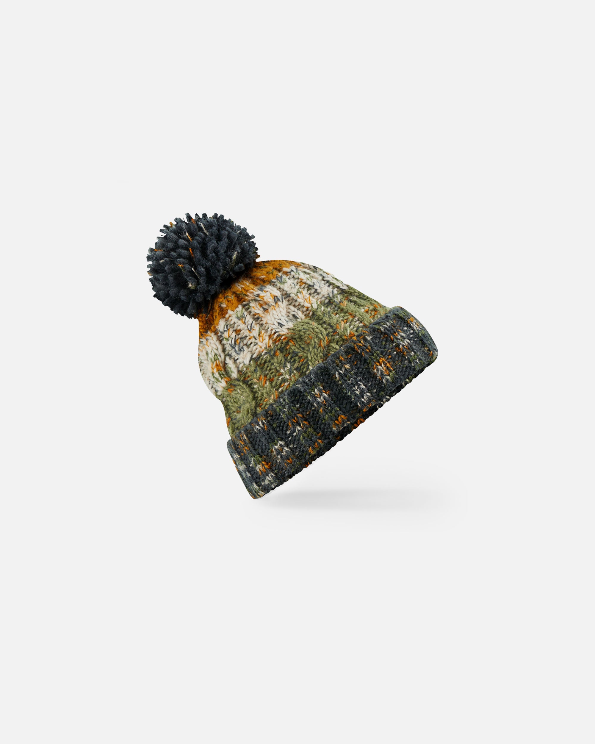 Vierfarbige Mütze mit Bommel Autumn Moss von VIVID