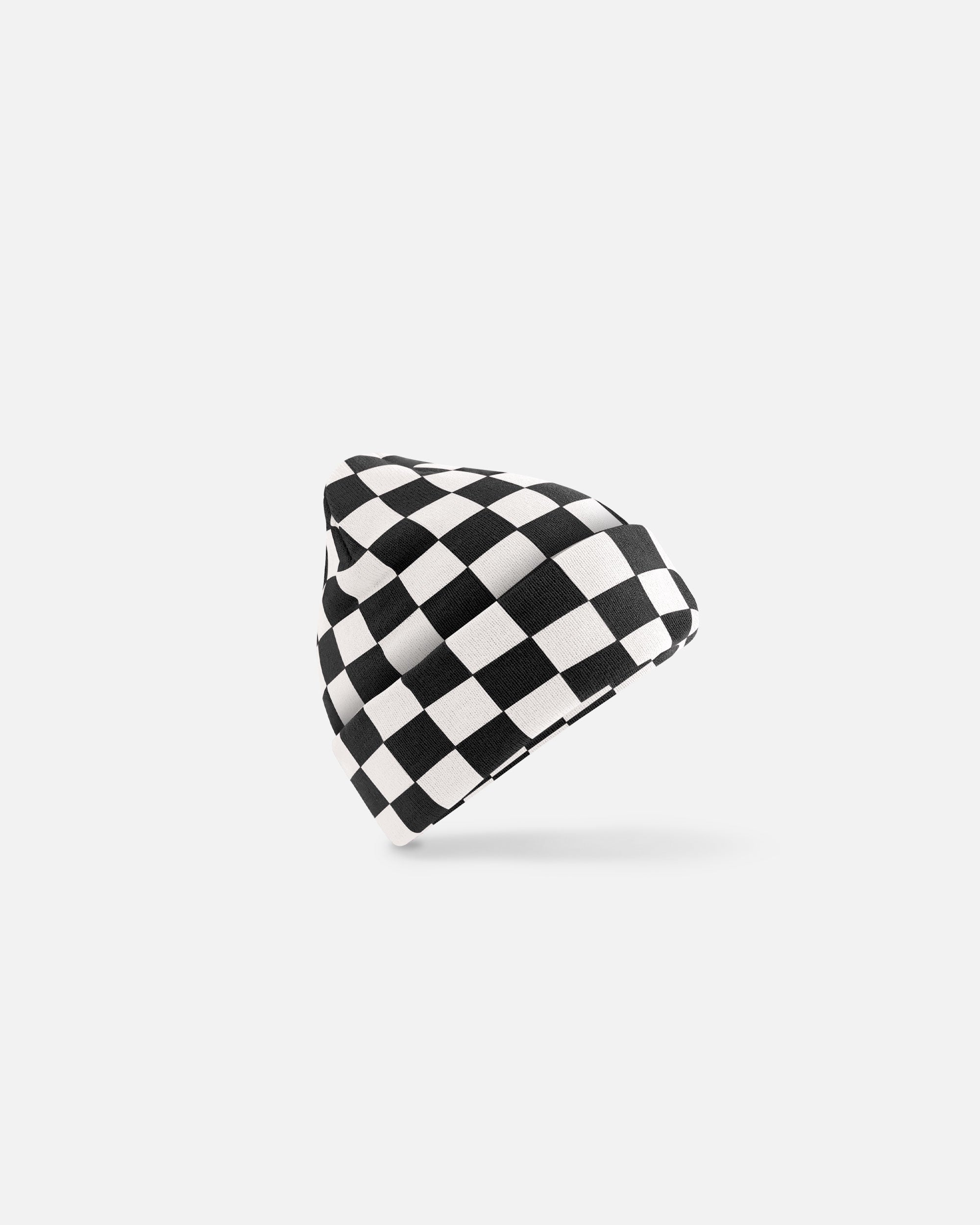 Schachbrettmuster Mütze Black-Soft White Muster von VIVID