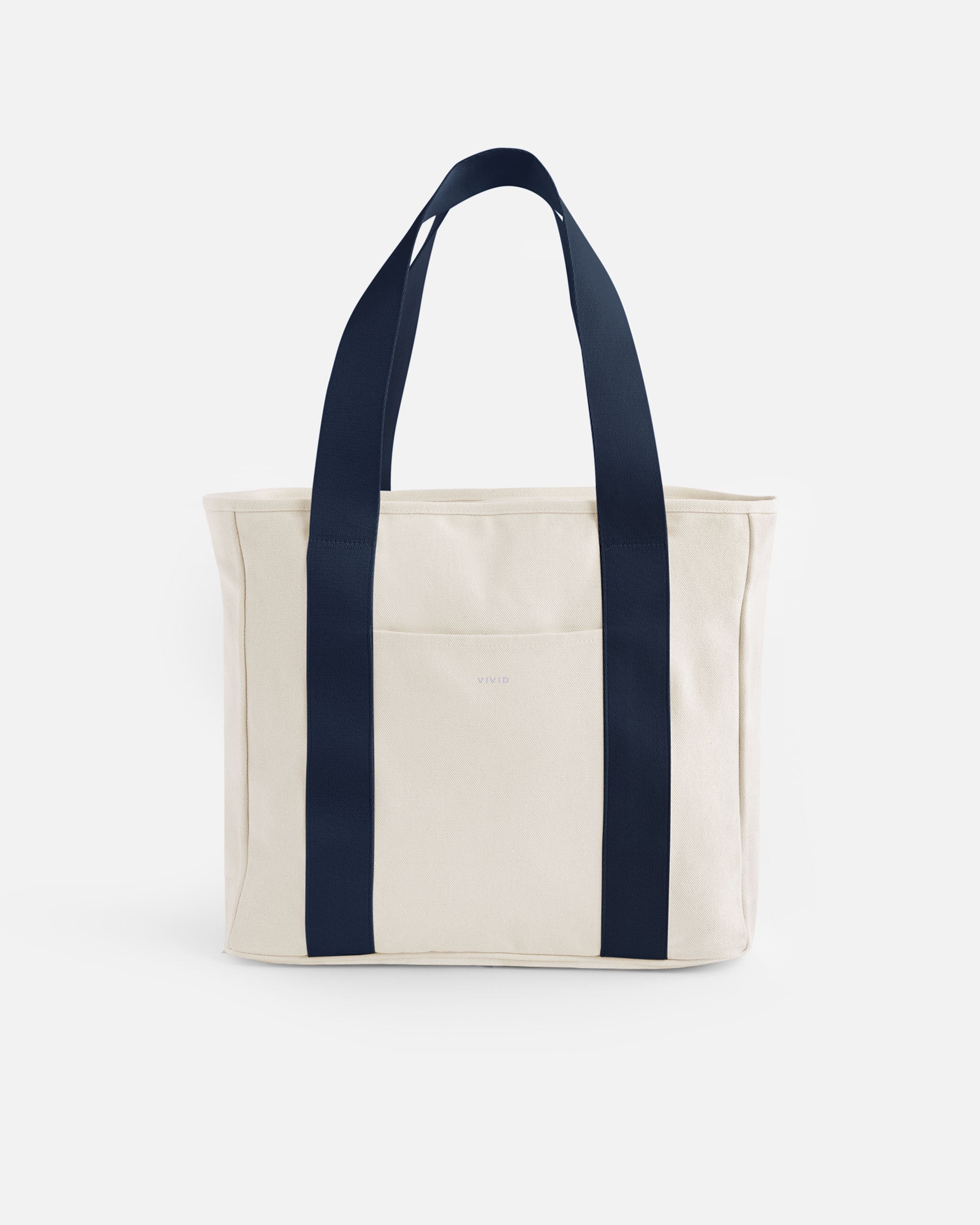 Canvas Tragetasche Natural-Navy Blue von VIVID