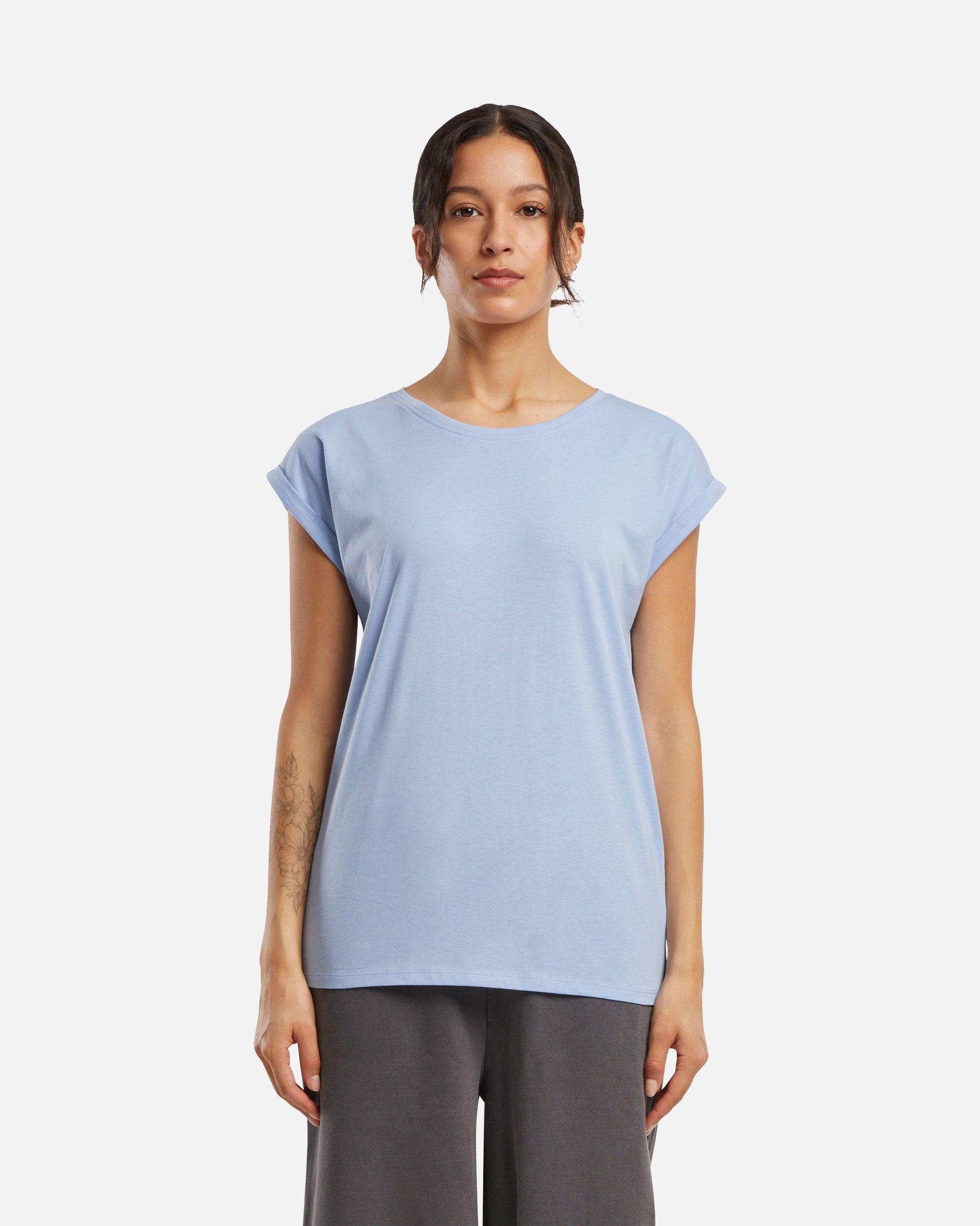 Damen T-Shirt mit verlängerten Schultern Powder Blue von VIVID