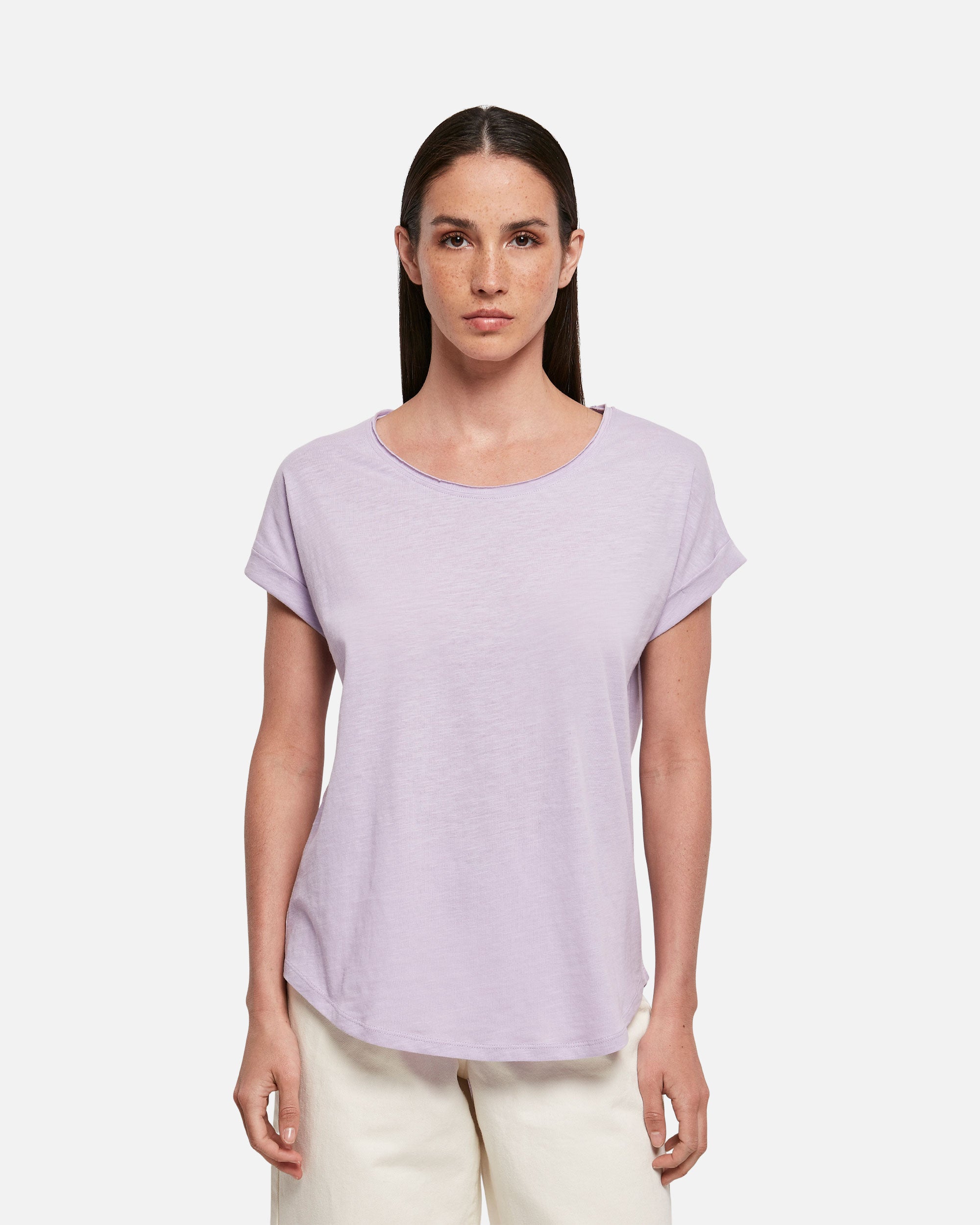 Damen T-Shirt mit verlängertem Saum Lilac von VIVID