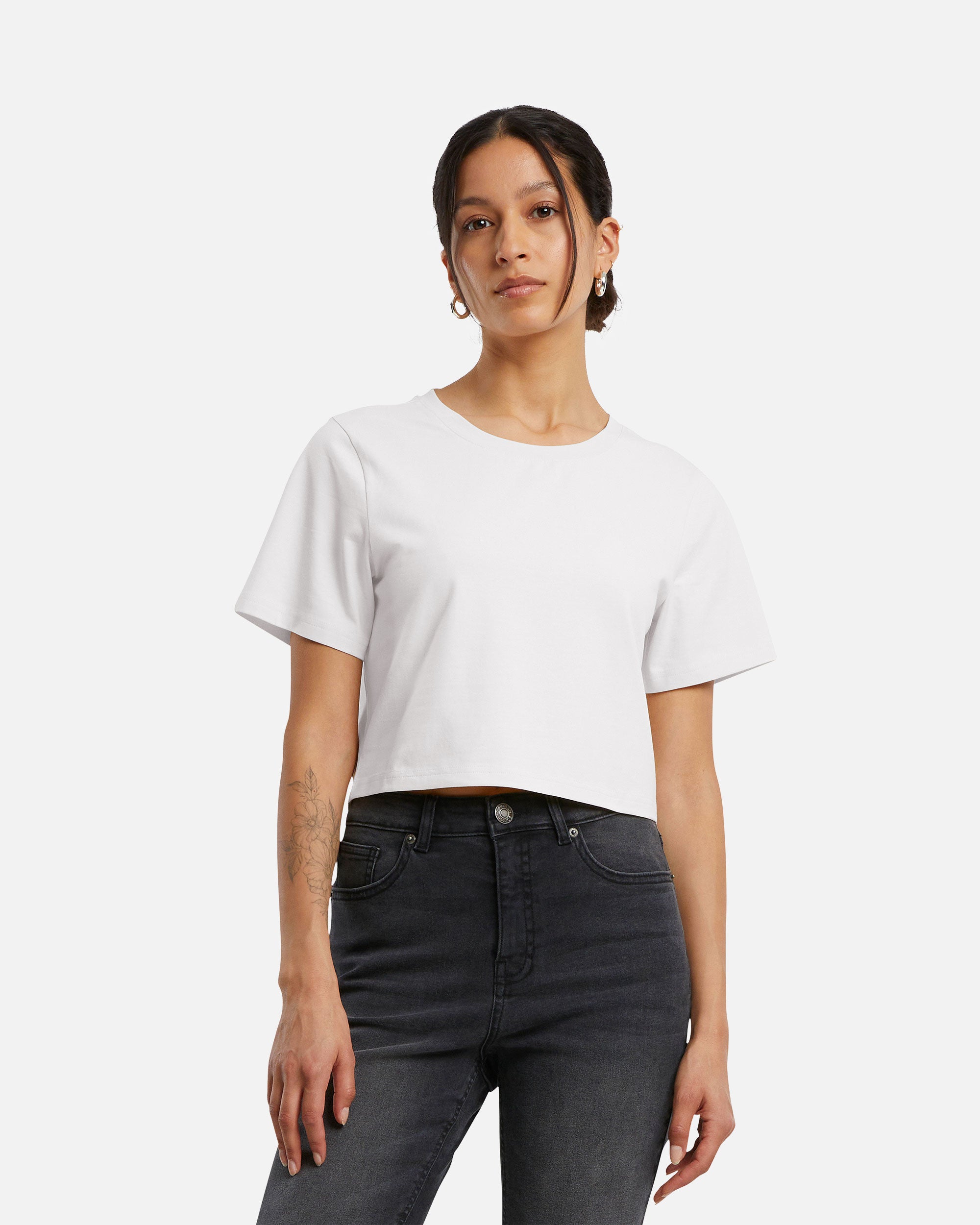 Bauchfreies Damen Basic T-Shirt