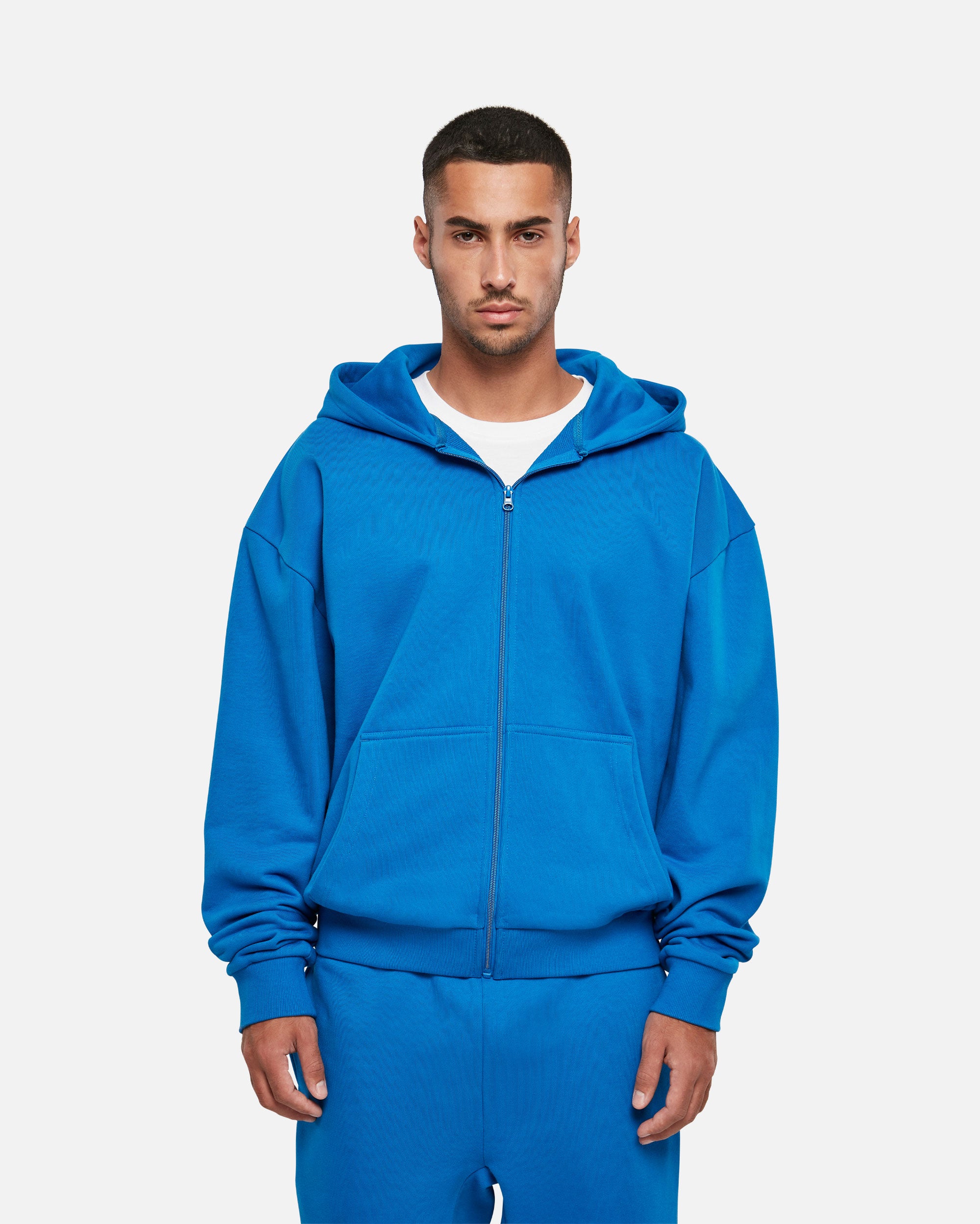 Schwerer Herren Zip Kapuzenpullover Cobalt Blue von VIVID
