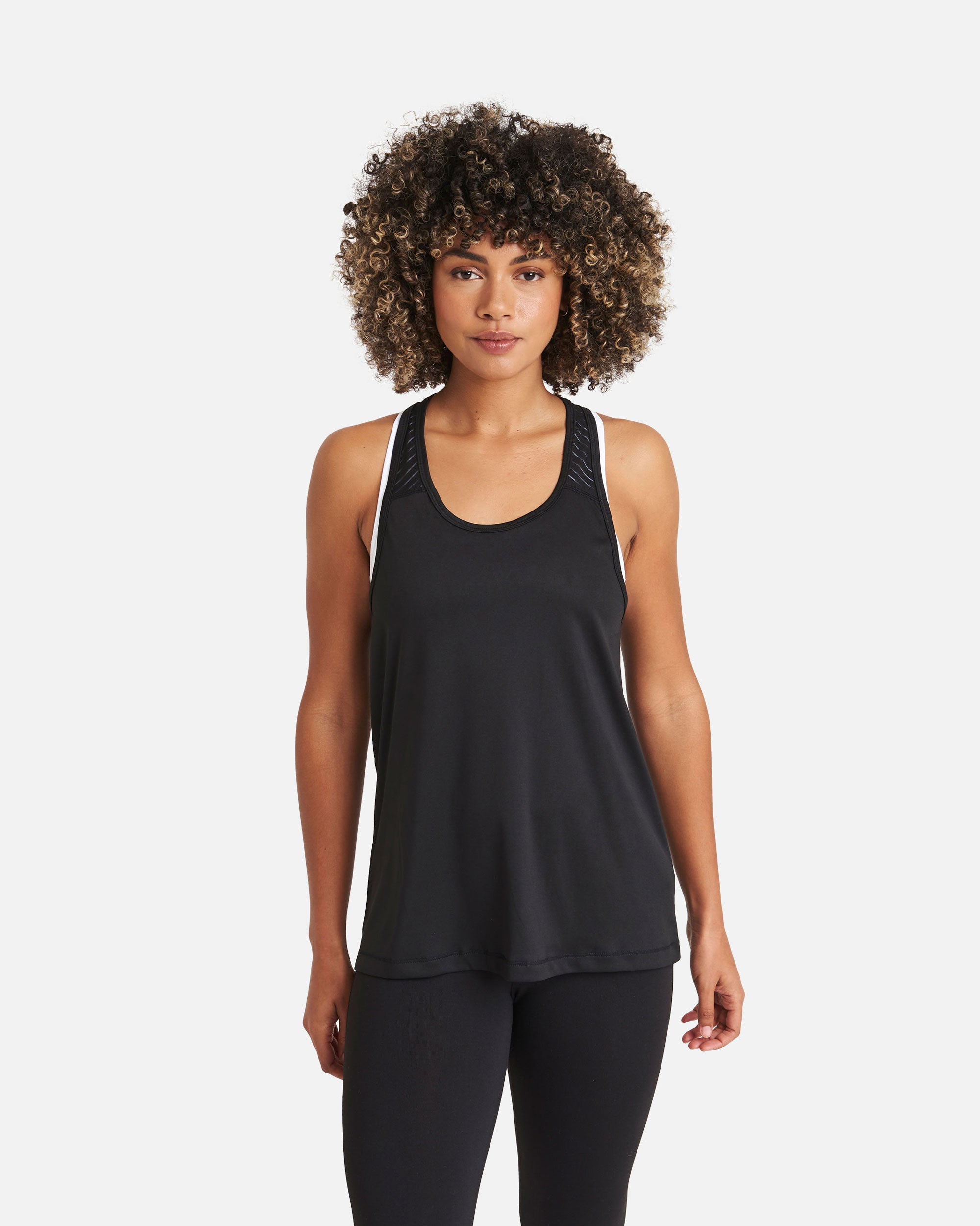 Damen Sport Tanktop mit Mesh Einsatz Black von VIVID