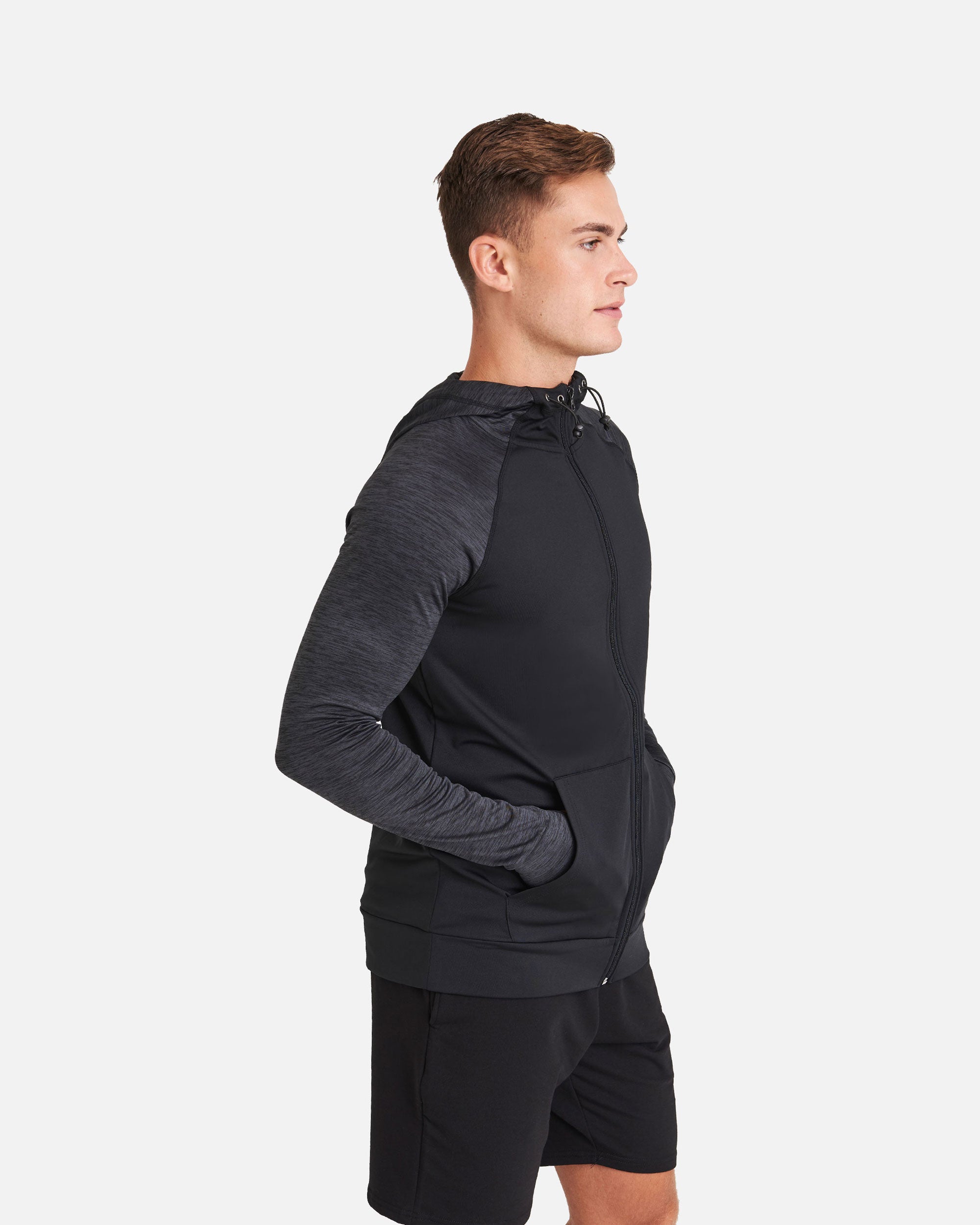 Herren Kontrast Zip Sport Langarmshirt Hoodie von VIVID
