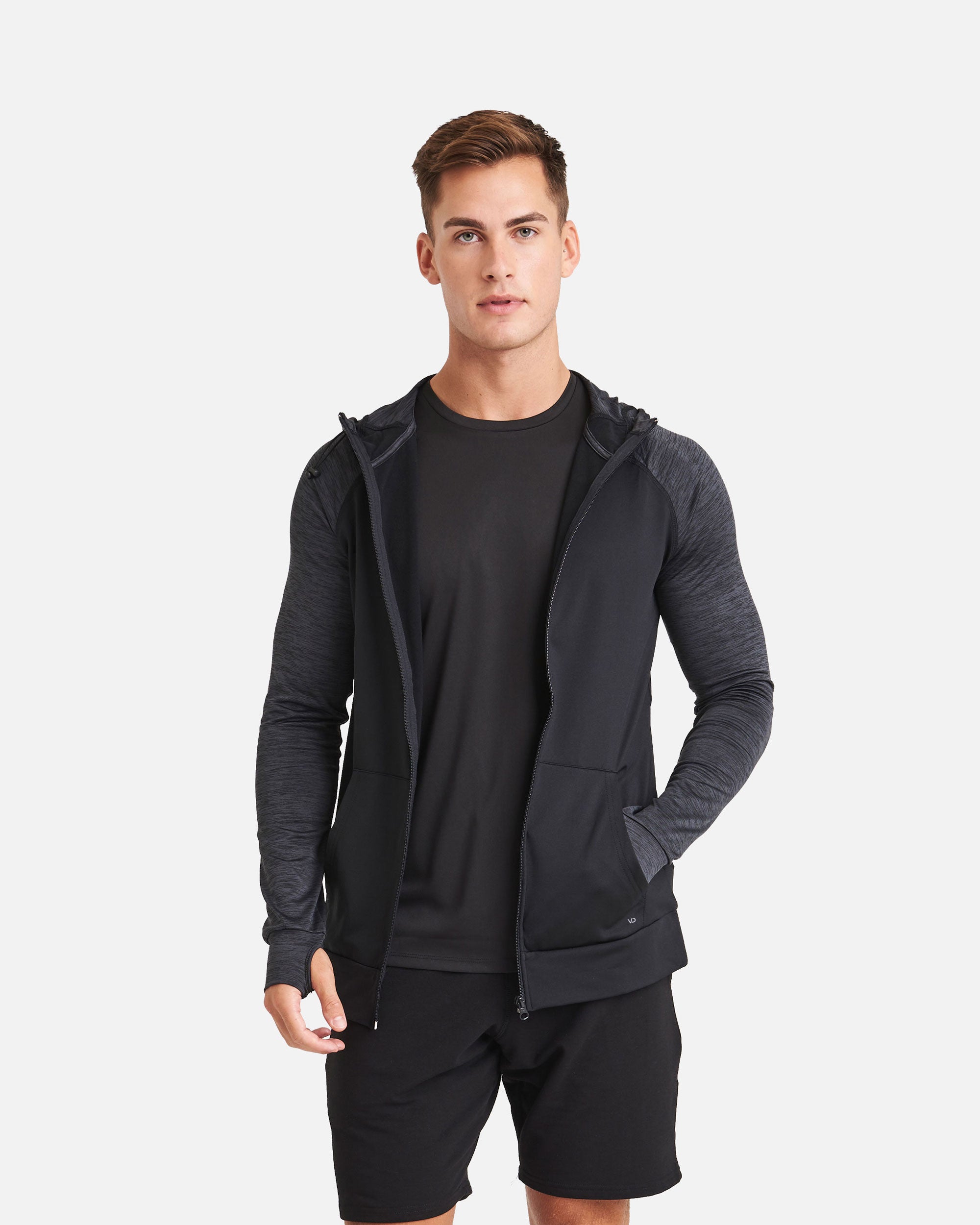 Herren Kontrast Zip Sport Langarmshirt Hoodie von VIVID