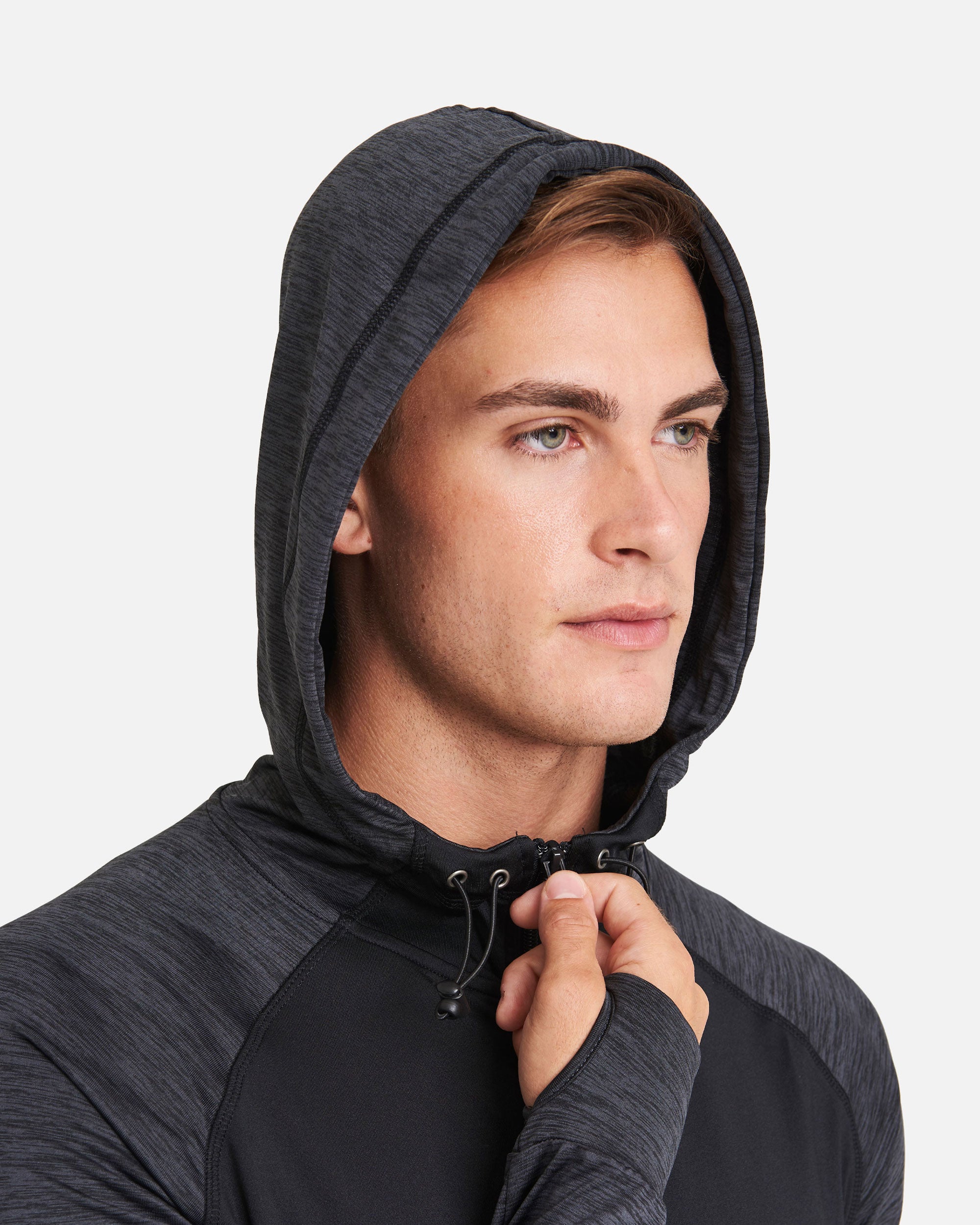 Herren Kontrast Zip Sport Langarmshirt Hoodie von VIVID