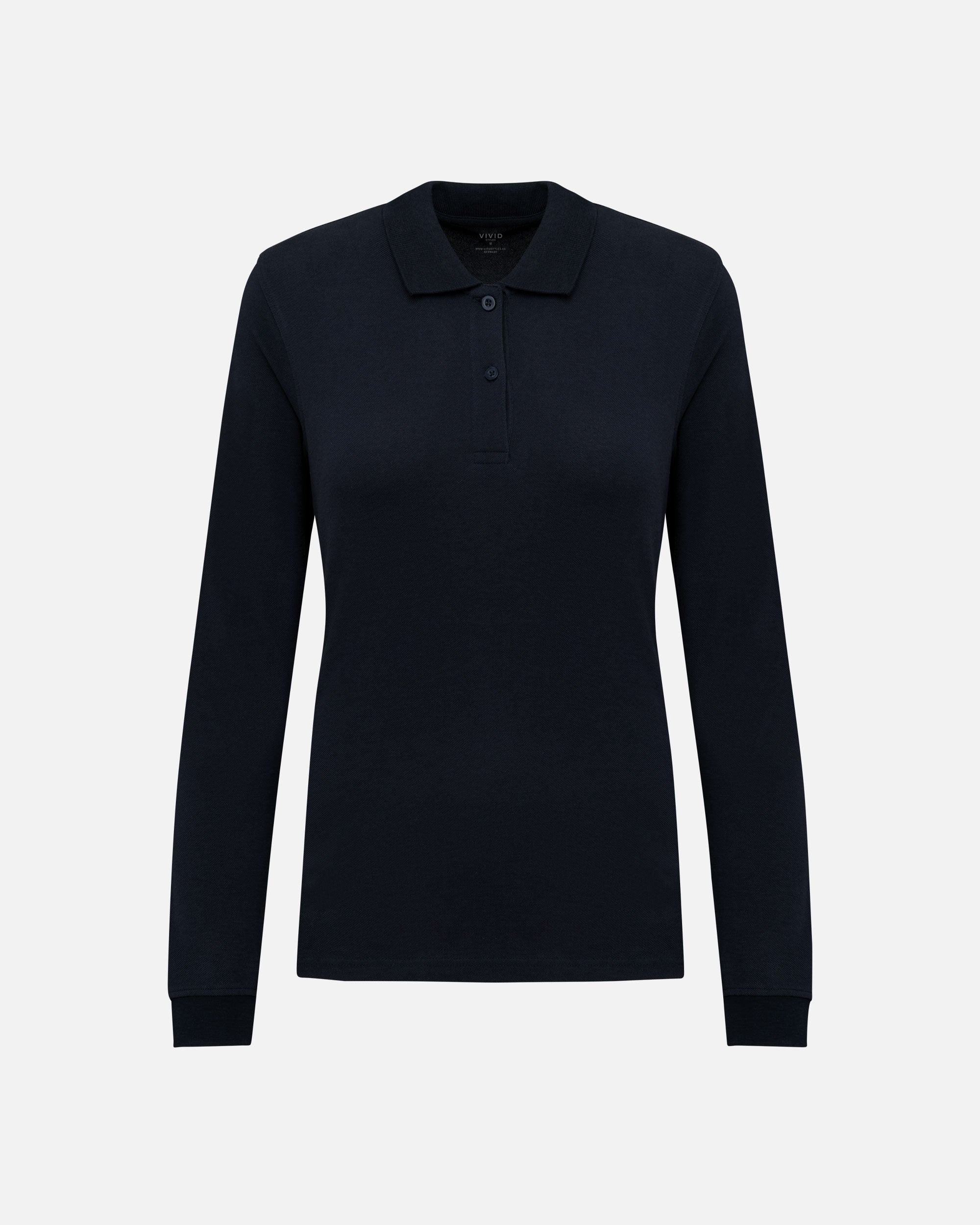 Klassisches Damen Piqué Polo Langarmshirt 2.0 Navy Blue von VIVID