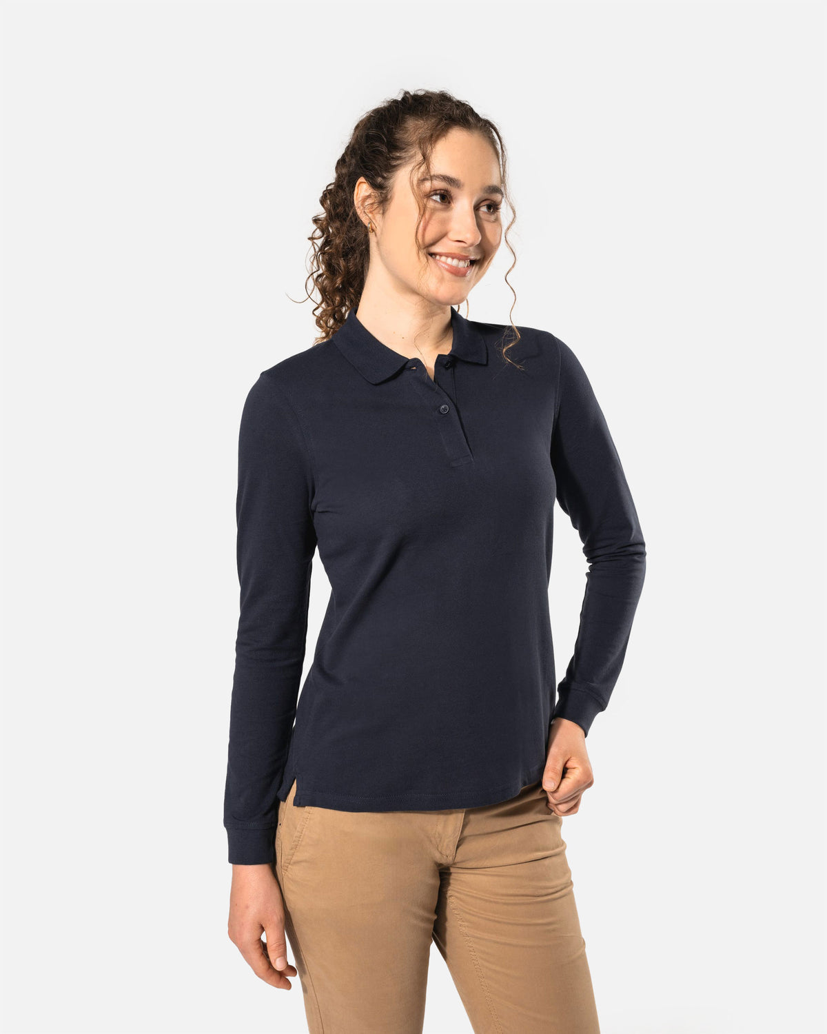Klassisches Damen Piqué Polo Langarmshirt 2.0 Navy Blue von VIVID