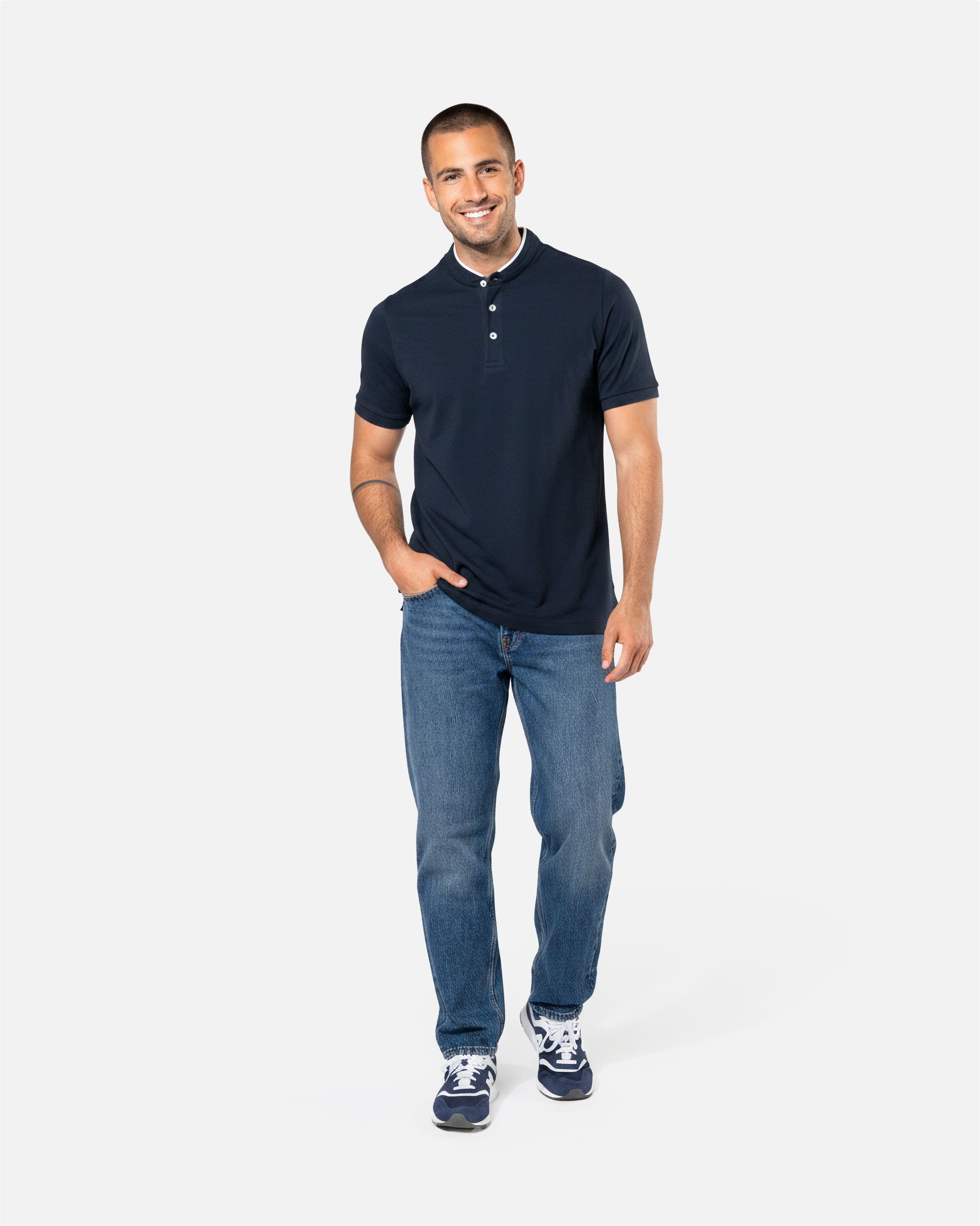 Herren Piqué Polo T-Shirt mit Maokragen von VIVID