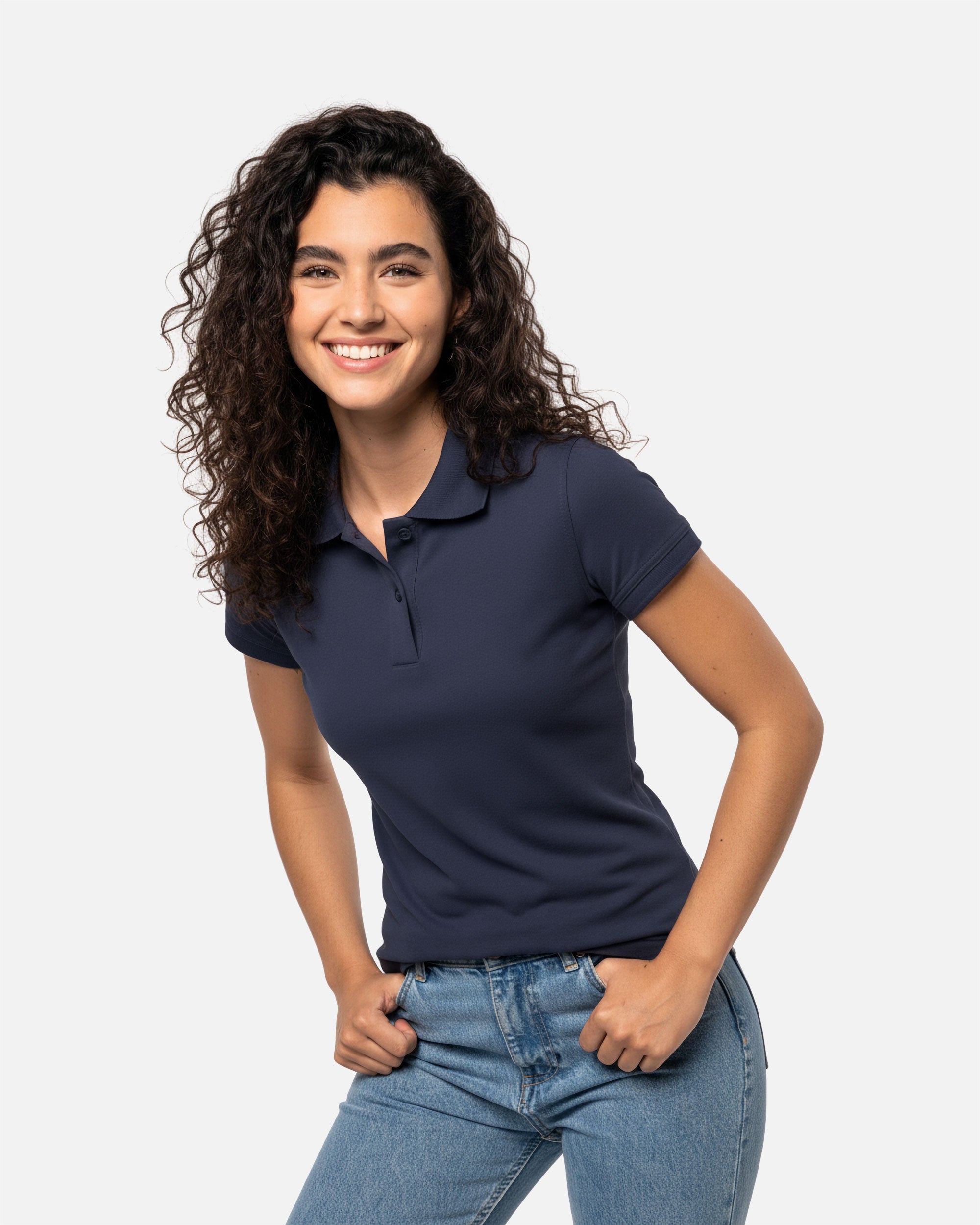 Schweres Damen Piqué Polo T-Shirt 2.0 Navy Blue von VIVID
