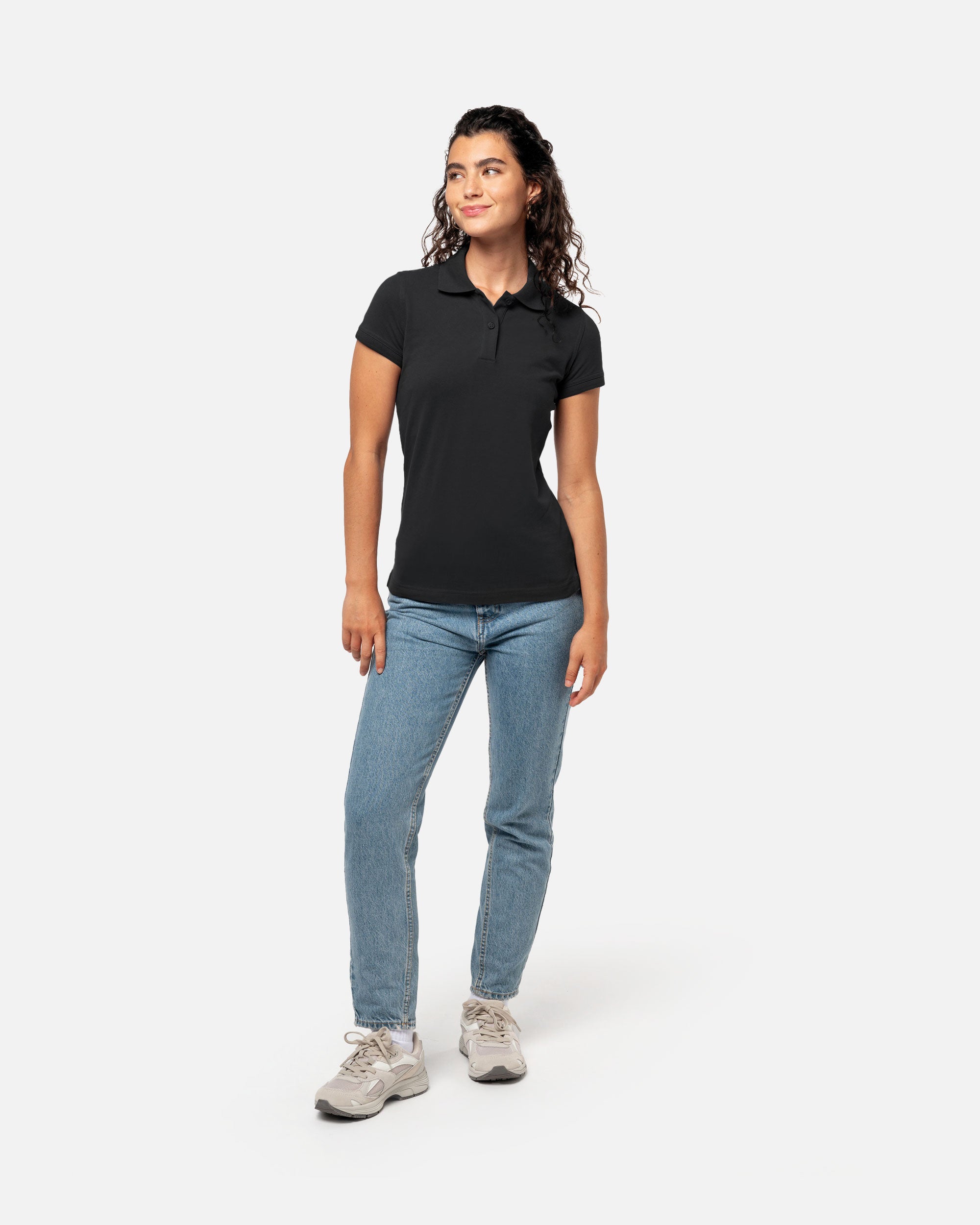 Schweres Damen Piqué Polo T-Shirt 2.0 Black von VIVID