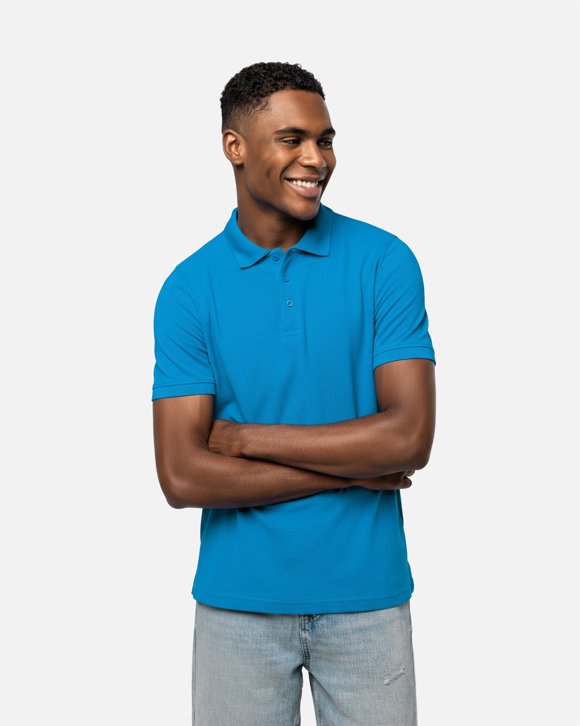 Schweres Herren Piqué Polo T-Shirt Tropical Blue von VIVID