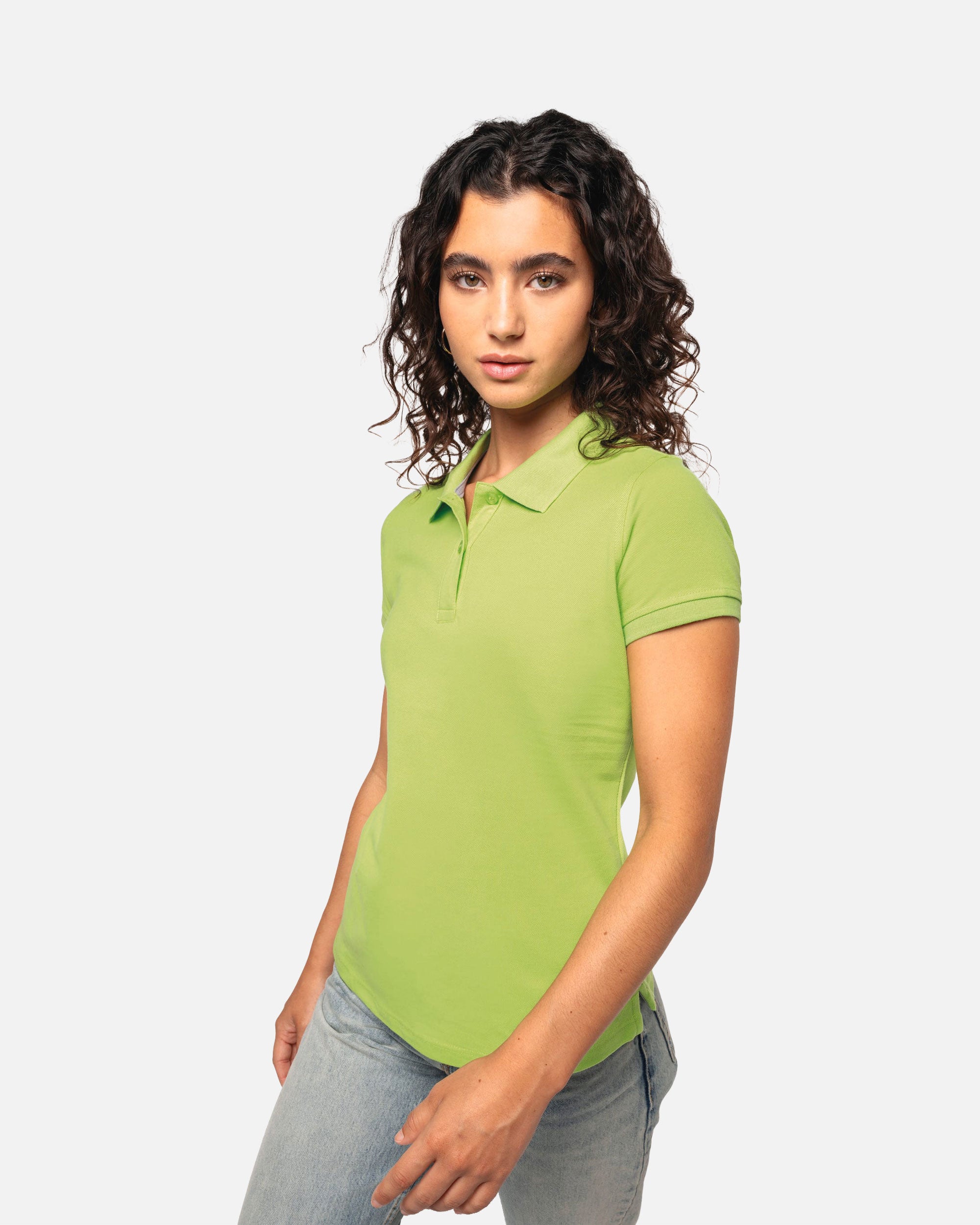 Schweres Damen Piqué Polo T-Shirt Lime Green von VIVID