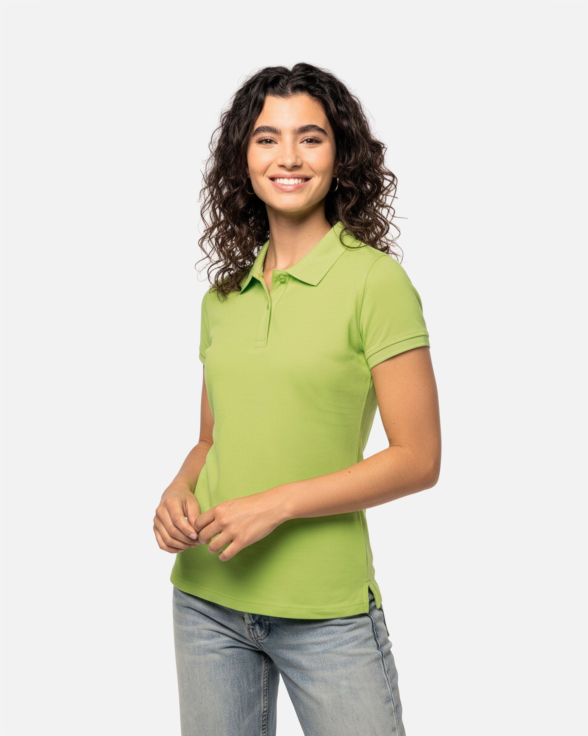 Schweres Damen Piqué Polo T-Shirt Lime Green von VIVID