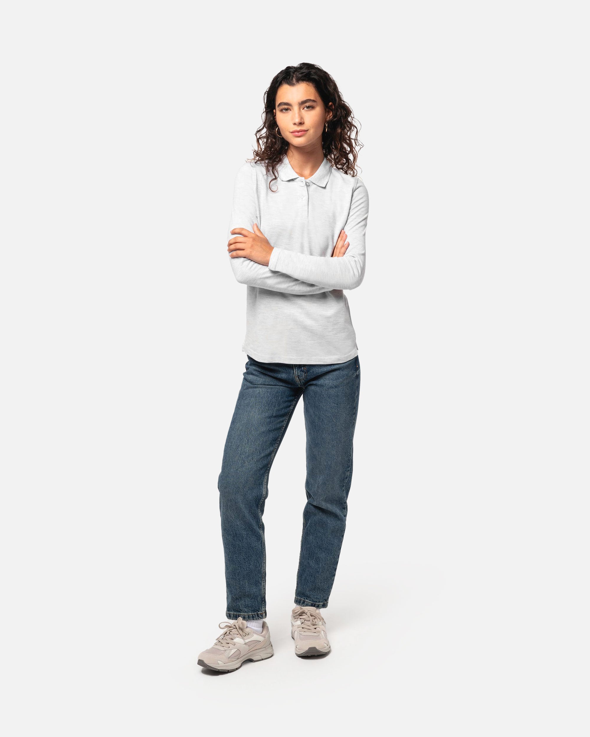 Schweres Damen Piqué Polo Langarmshirt von VIVID