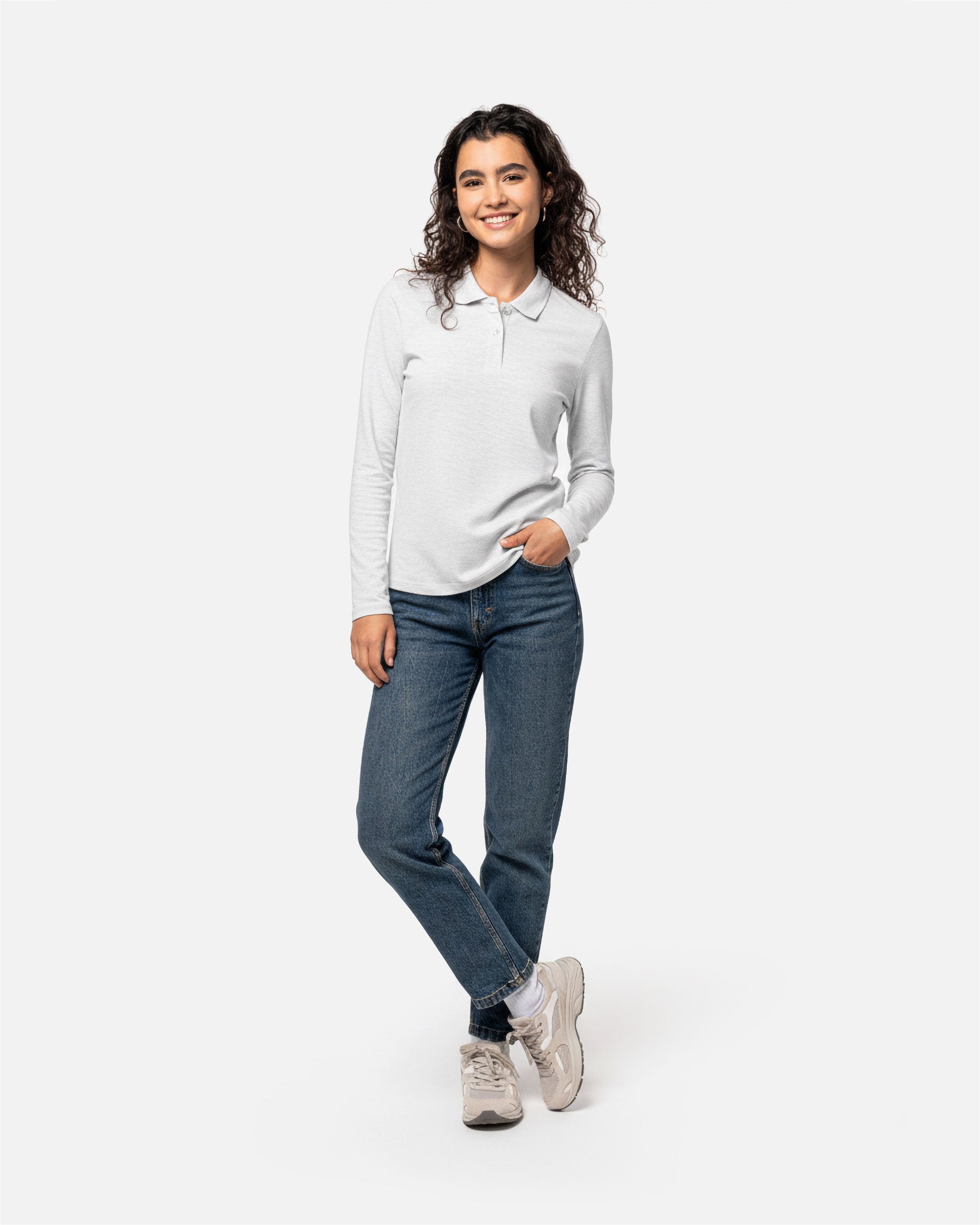 Schweres Damen Piqué Polo Langarmshirt von VIVID
