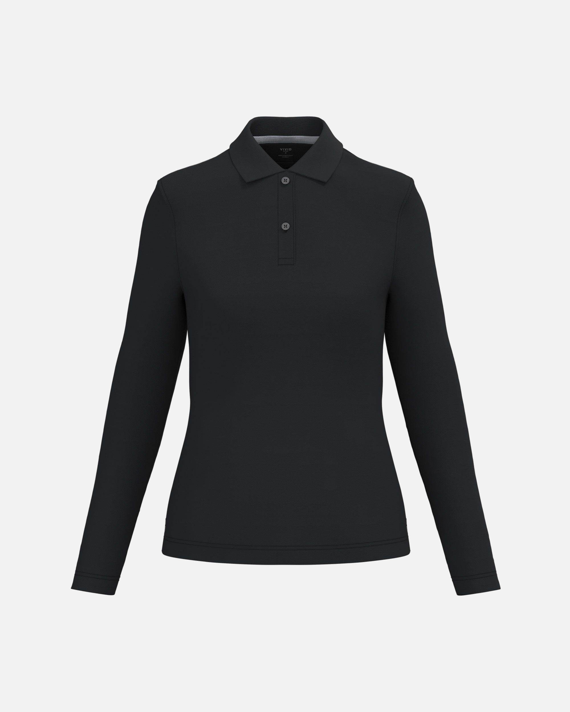 Schweres Damen Piqué Polo Langarmshirt Black von VIVID