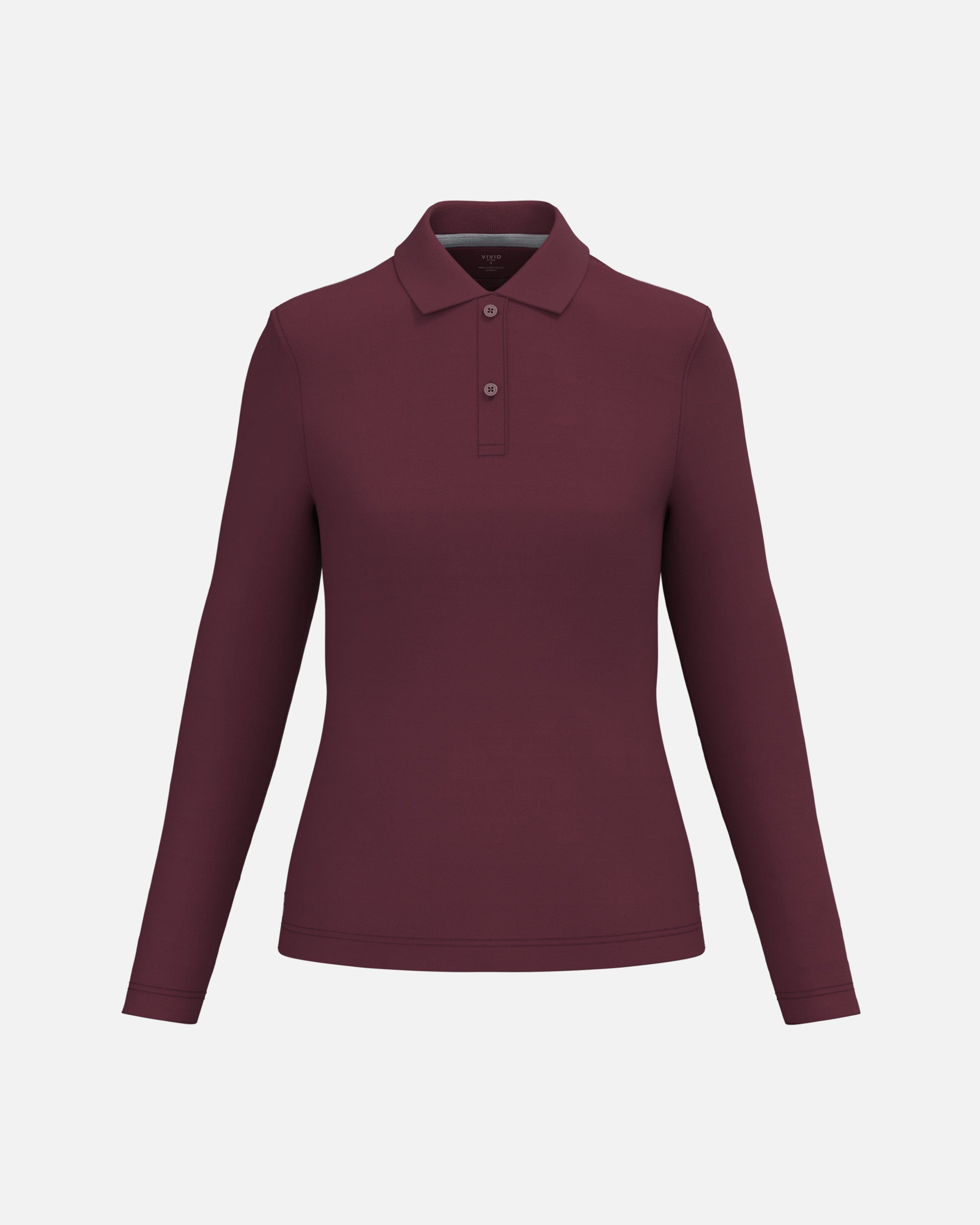 Schweres Damen Piqué Polo Langarmshirt Burgundy von VIVID