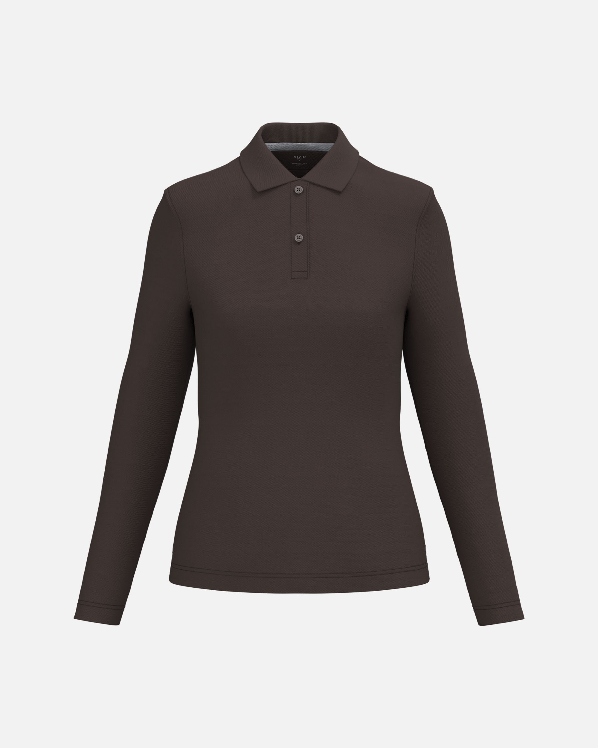 Schweres Damen Piqué Polo Langarmshirt Chocolate Brown von VIVID
