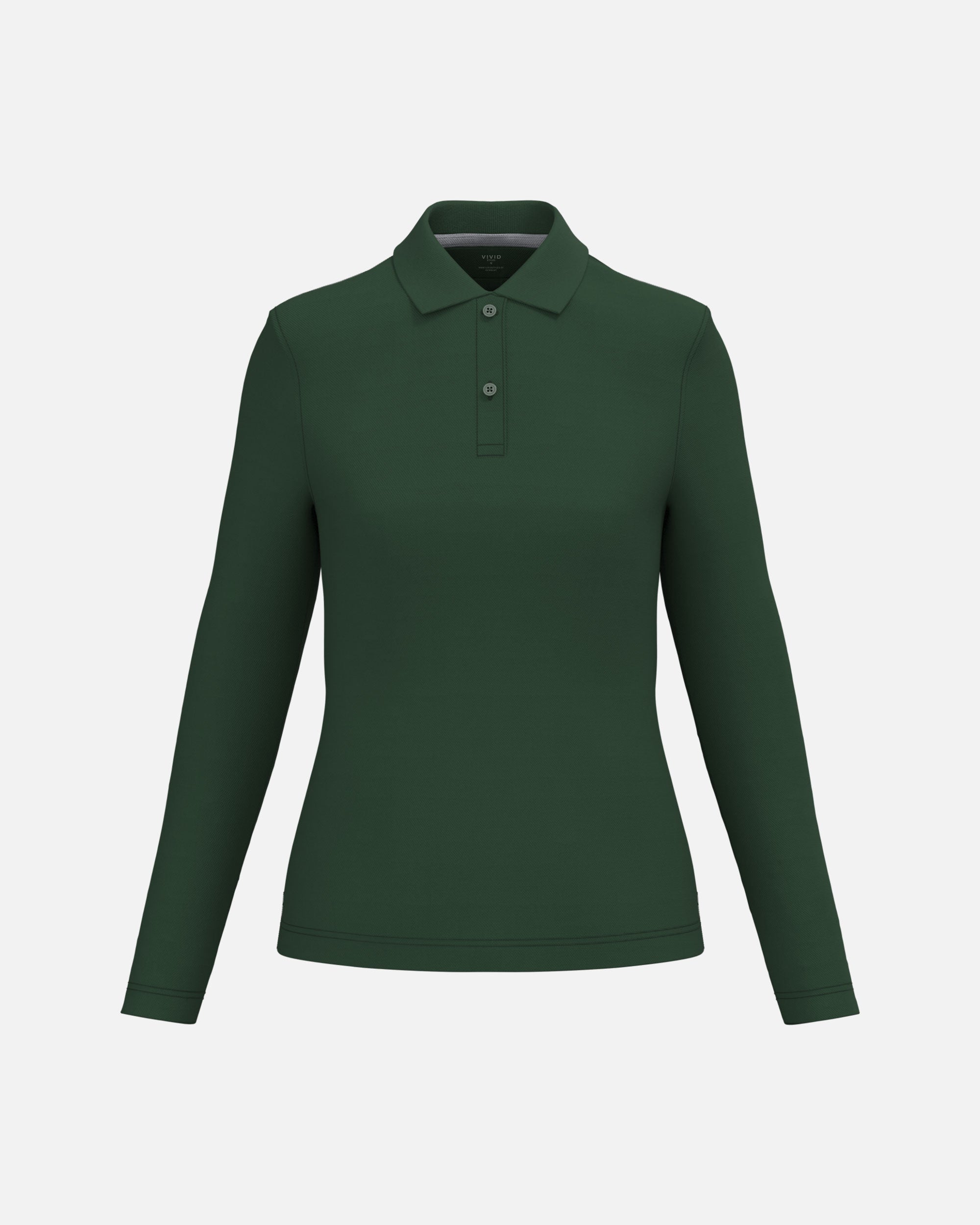 Schweres Damen Piqué Polo Langarmshirt Forest Green von VIVID