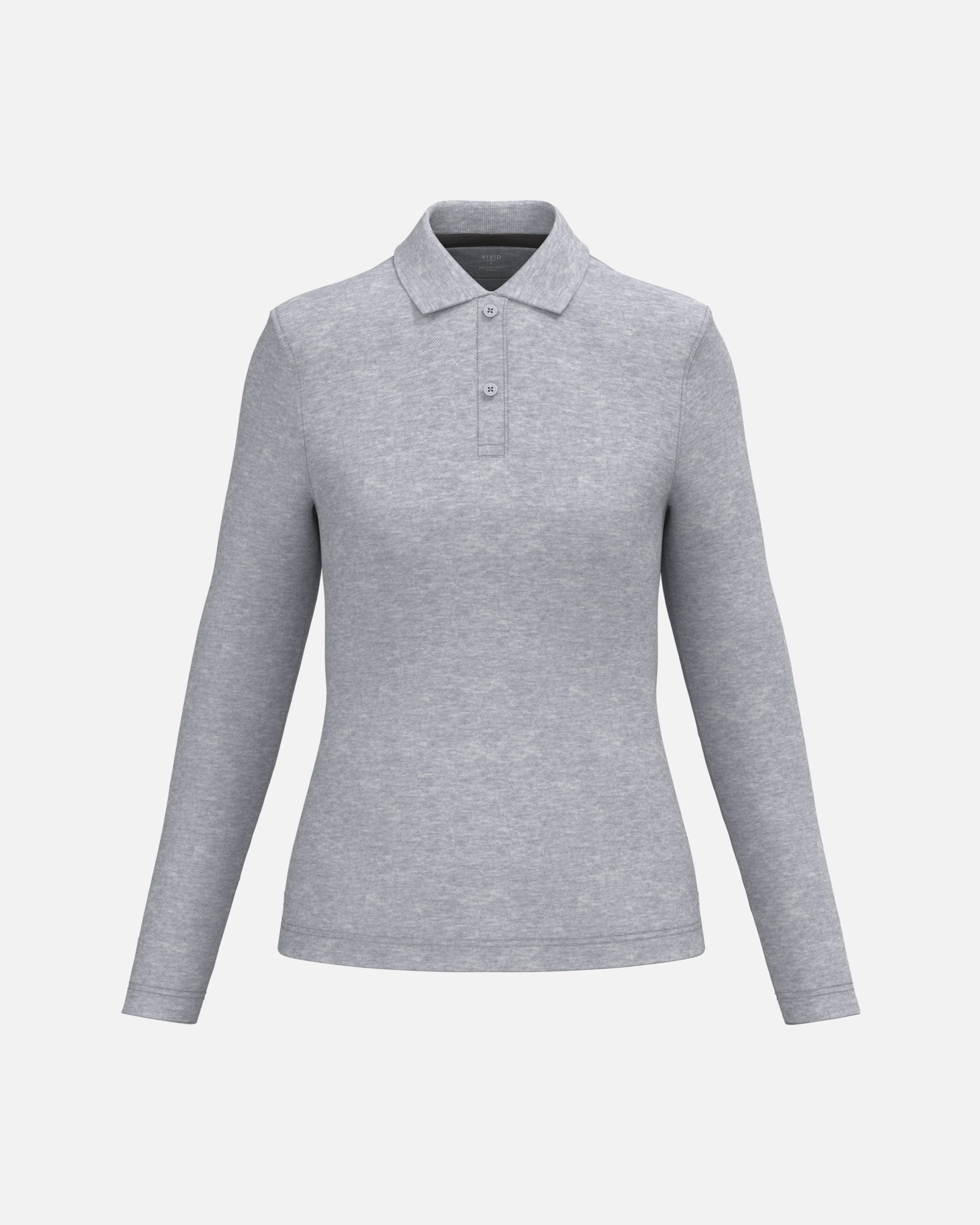 Schweres Damen Piqué Polo Langarmshirt Grey Heather von VIVID