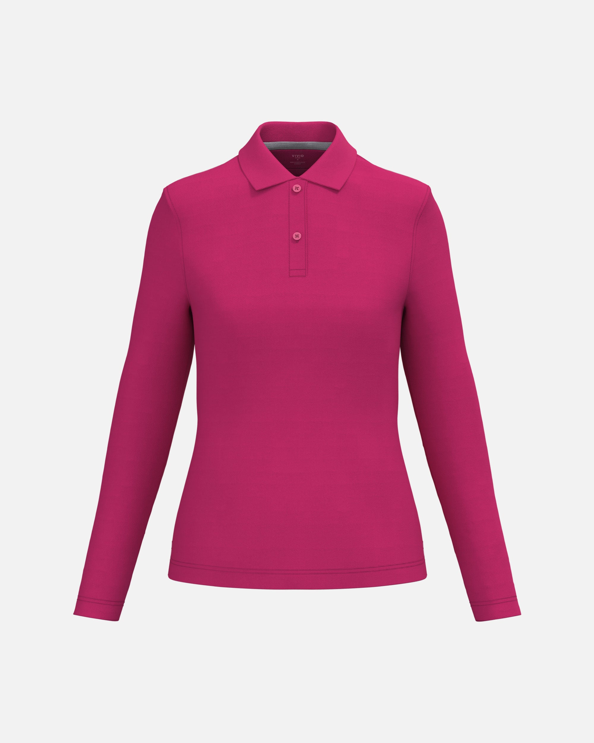 Schweres Damen Piqué Polo Langarmshirt Hot Pink von VIVID