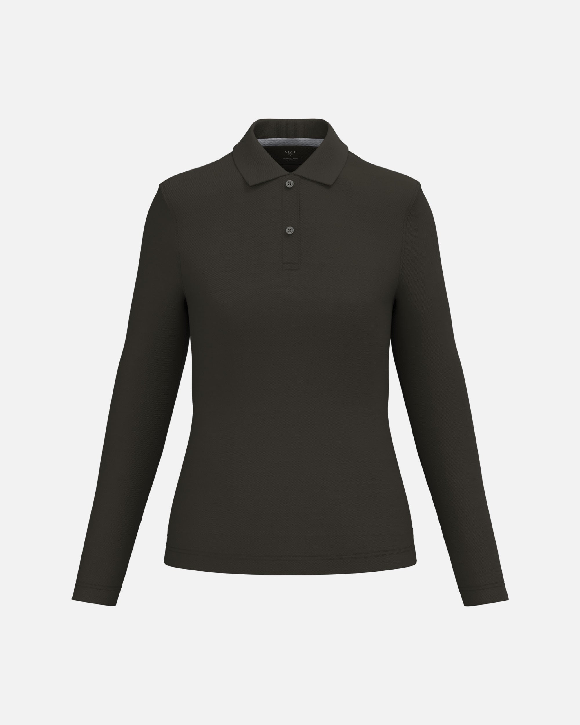 Schweres Damen Piqué Polo Langarmshirt Khaki von VIVID