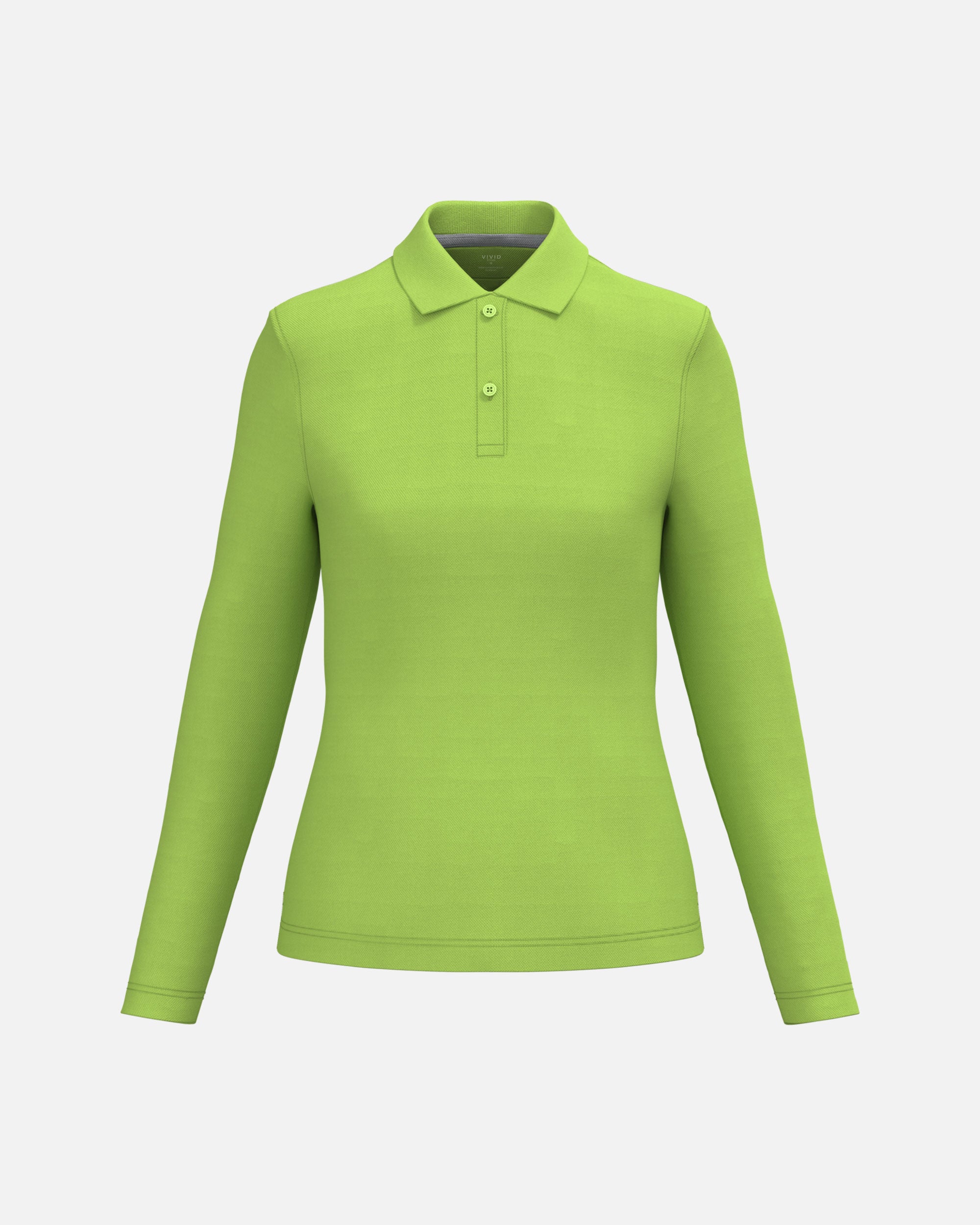 Schweres Damen Piqué Polo Langarmshirt Lime Green von VIVID