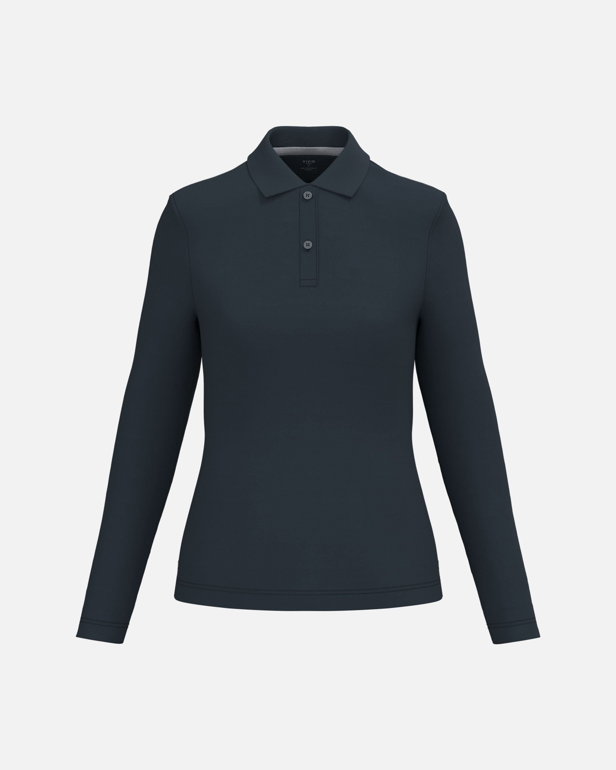 Schweres Damen Piqué Polo Langarmshirt Navy Blue von VIVID
