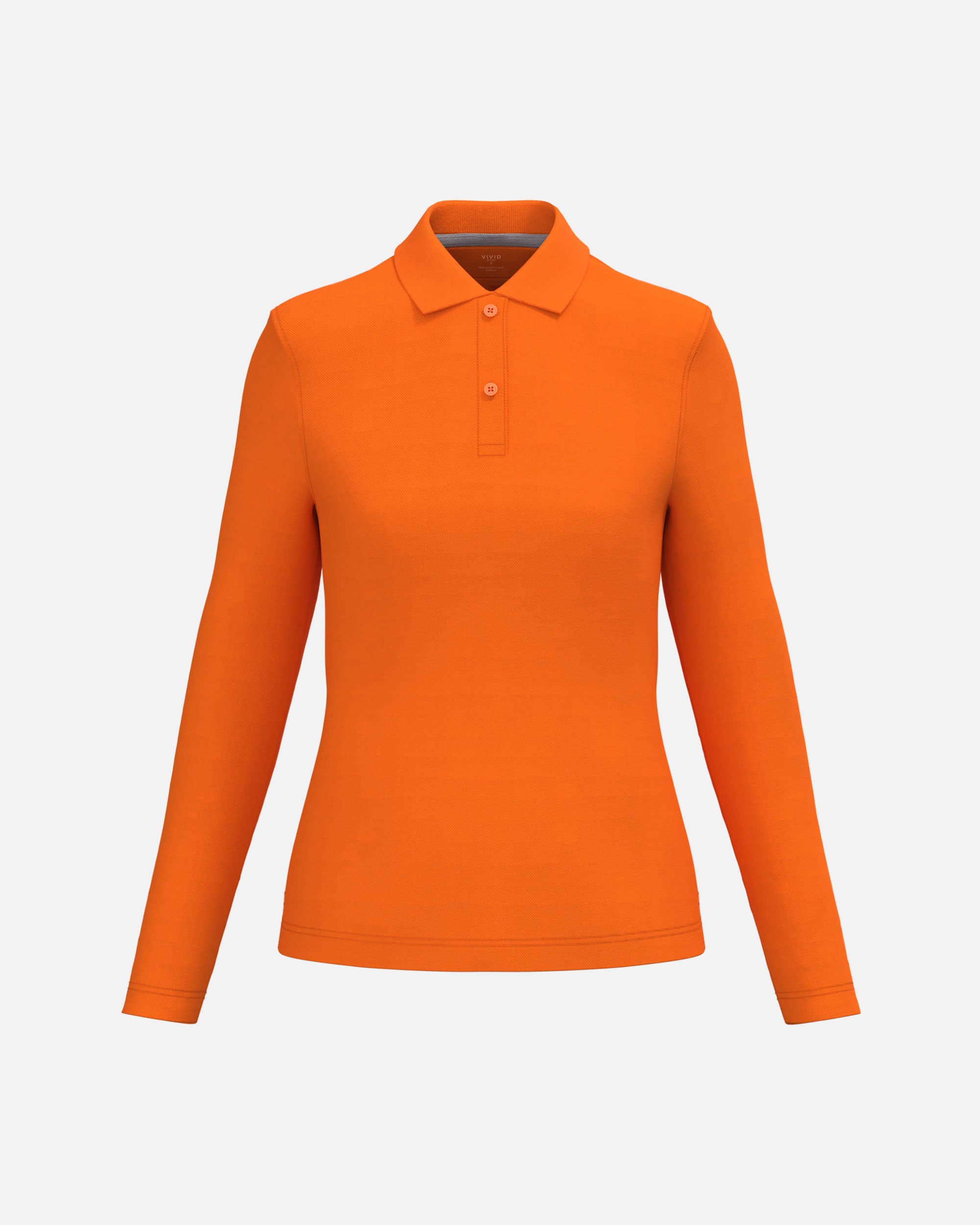Schweres Damen Piqué Polo Langarmshirt Orange von VIVID
