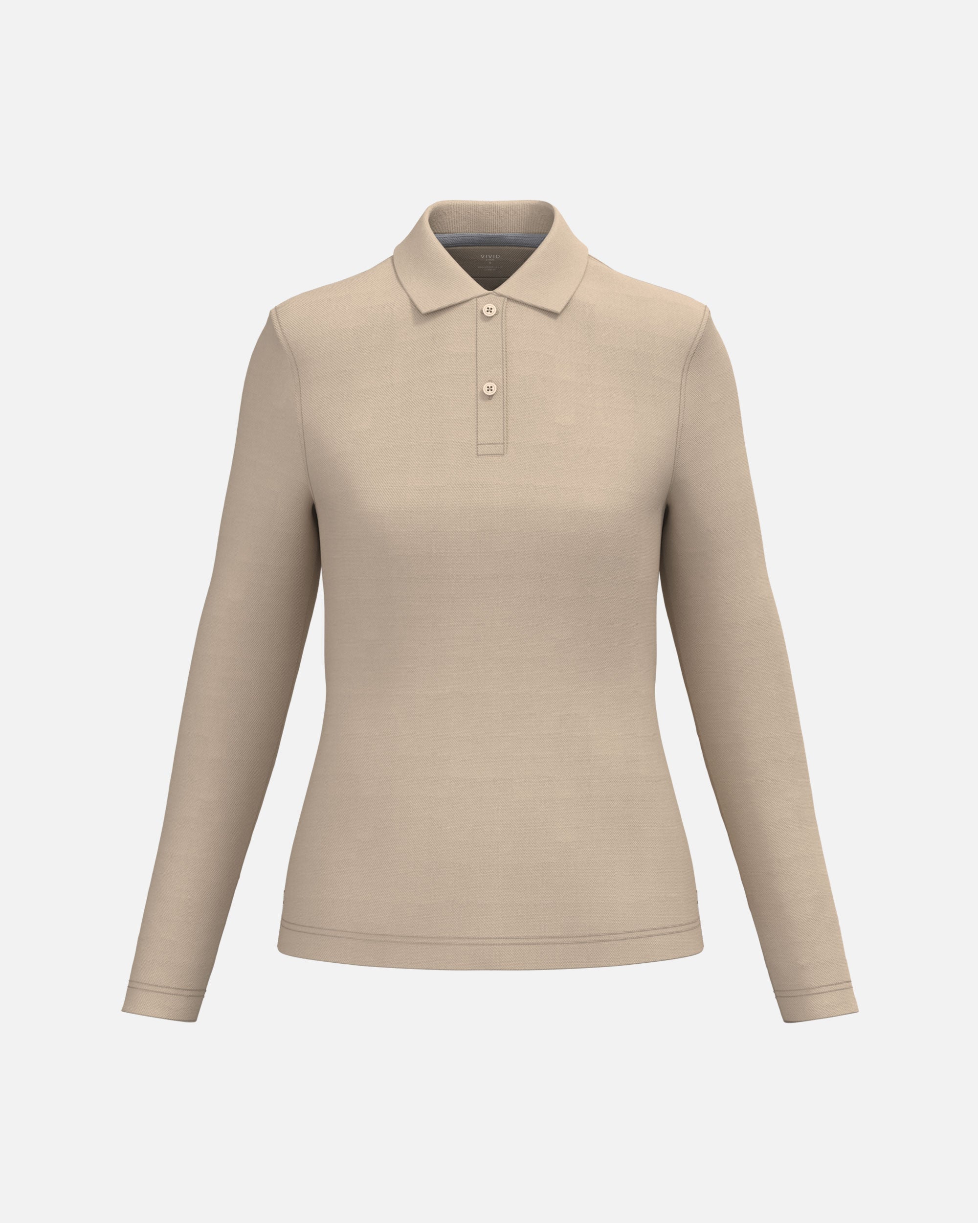 Schweres Damen Piqué Polo Langarmshirt Desert Sand von VIVID