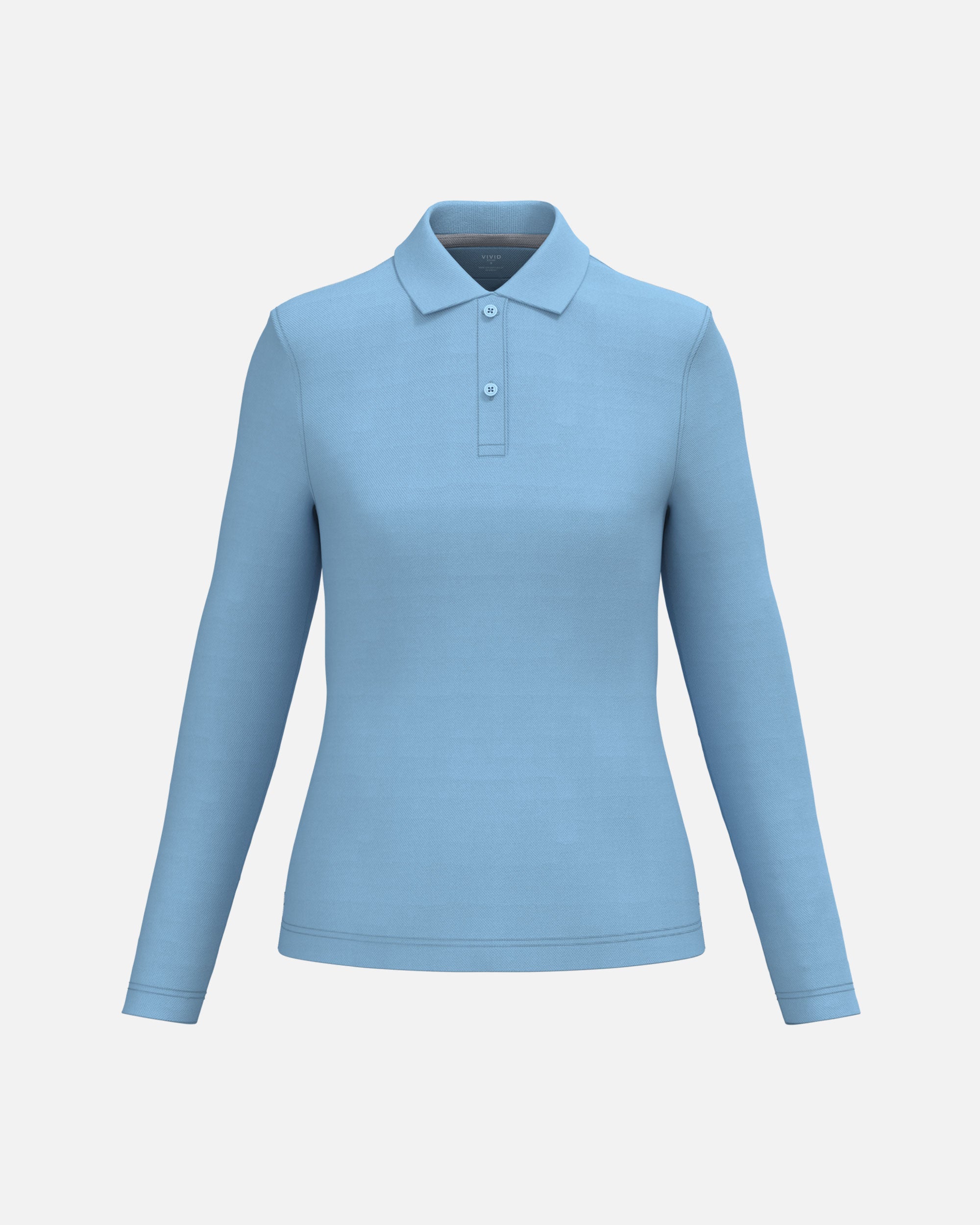 Schweres Damen Piqué Polo Langarmshirt Sky Blue von VIVID