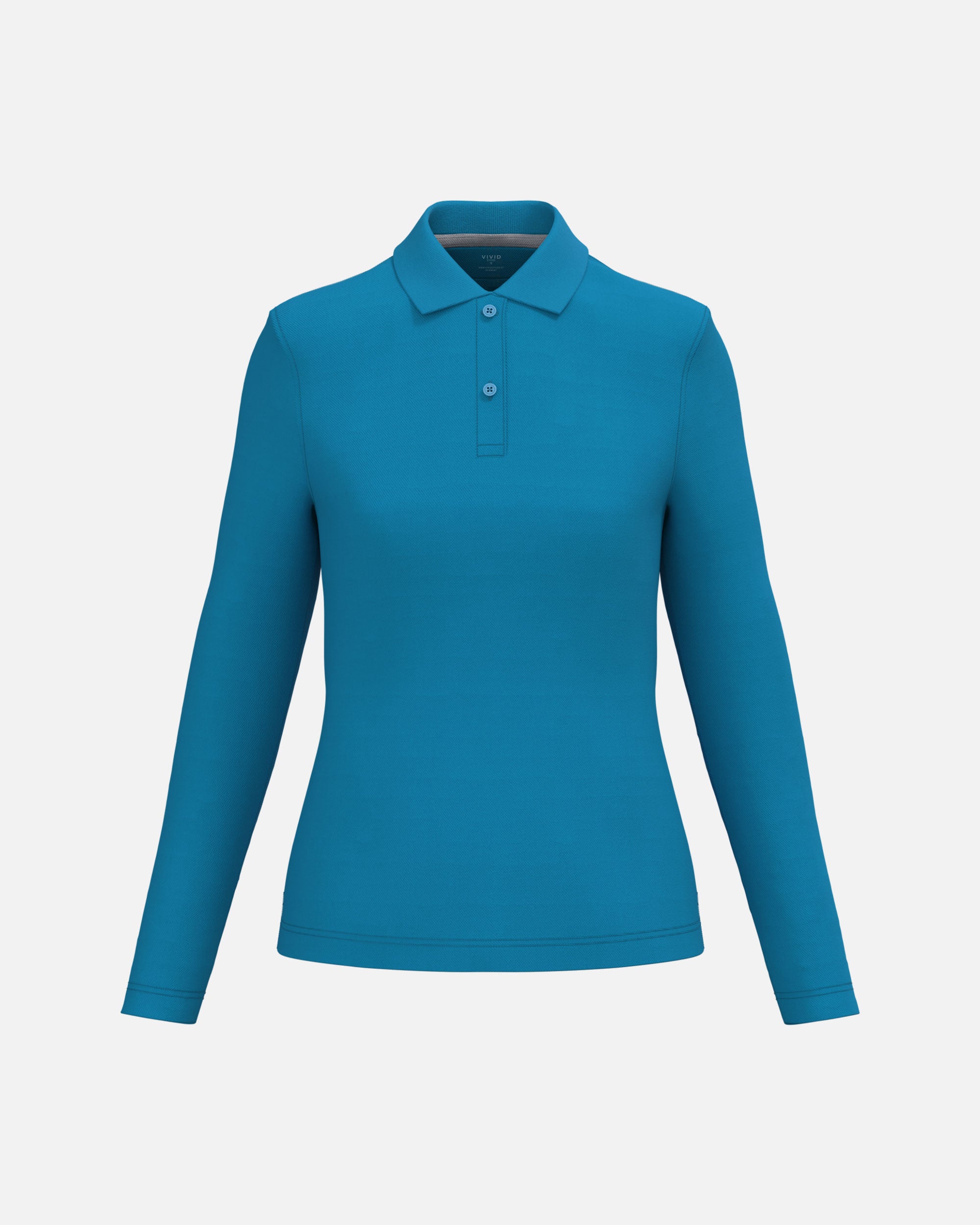 Schweres Damen Piqué Polo Langarmshirt Tropical Blue von VIVID