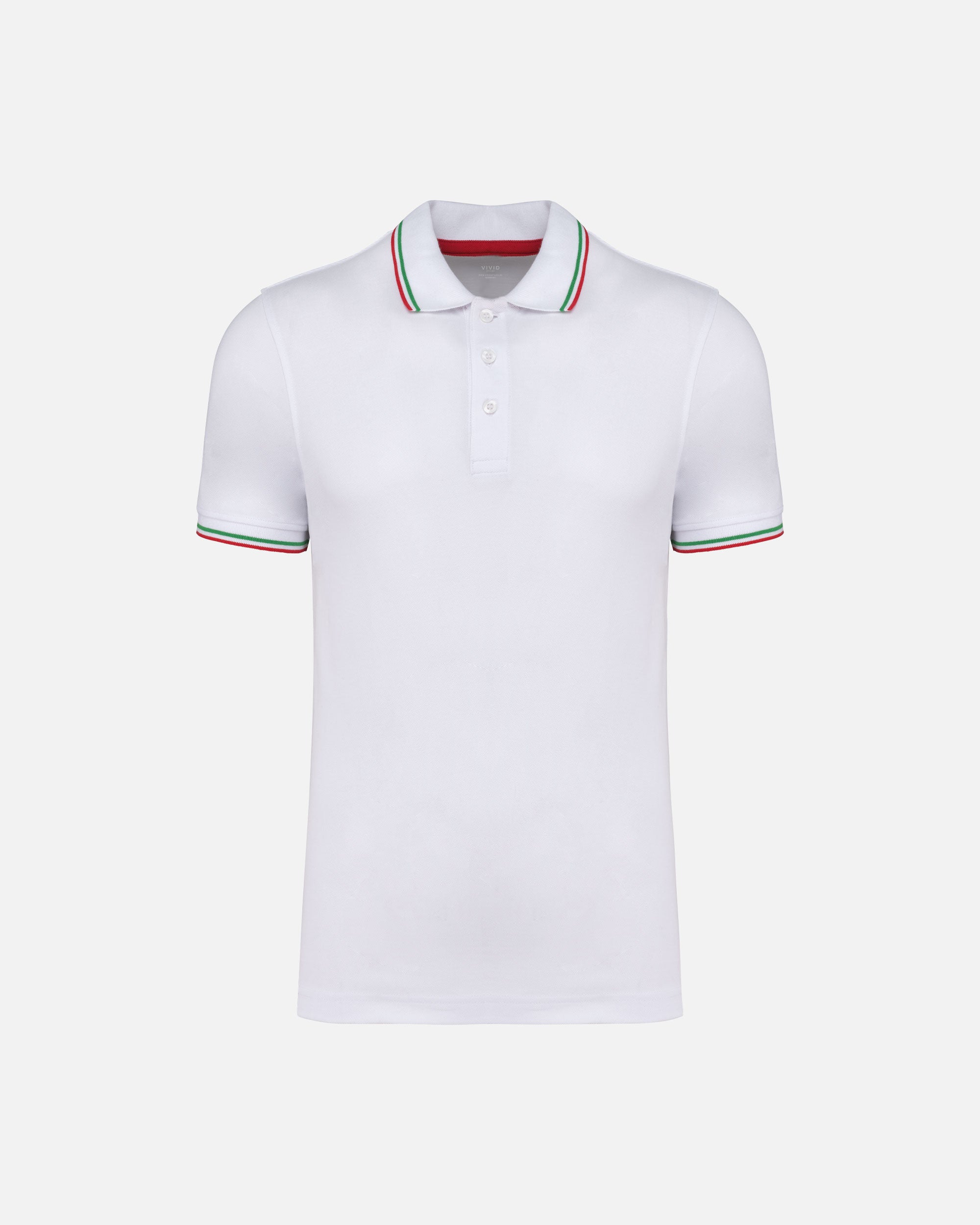 Schweres Herren Piqué Polo T-Shirt mit Kontrastfarben 2.0 White-Red-Green von VIVID