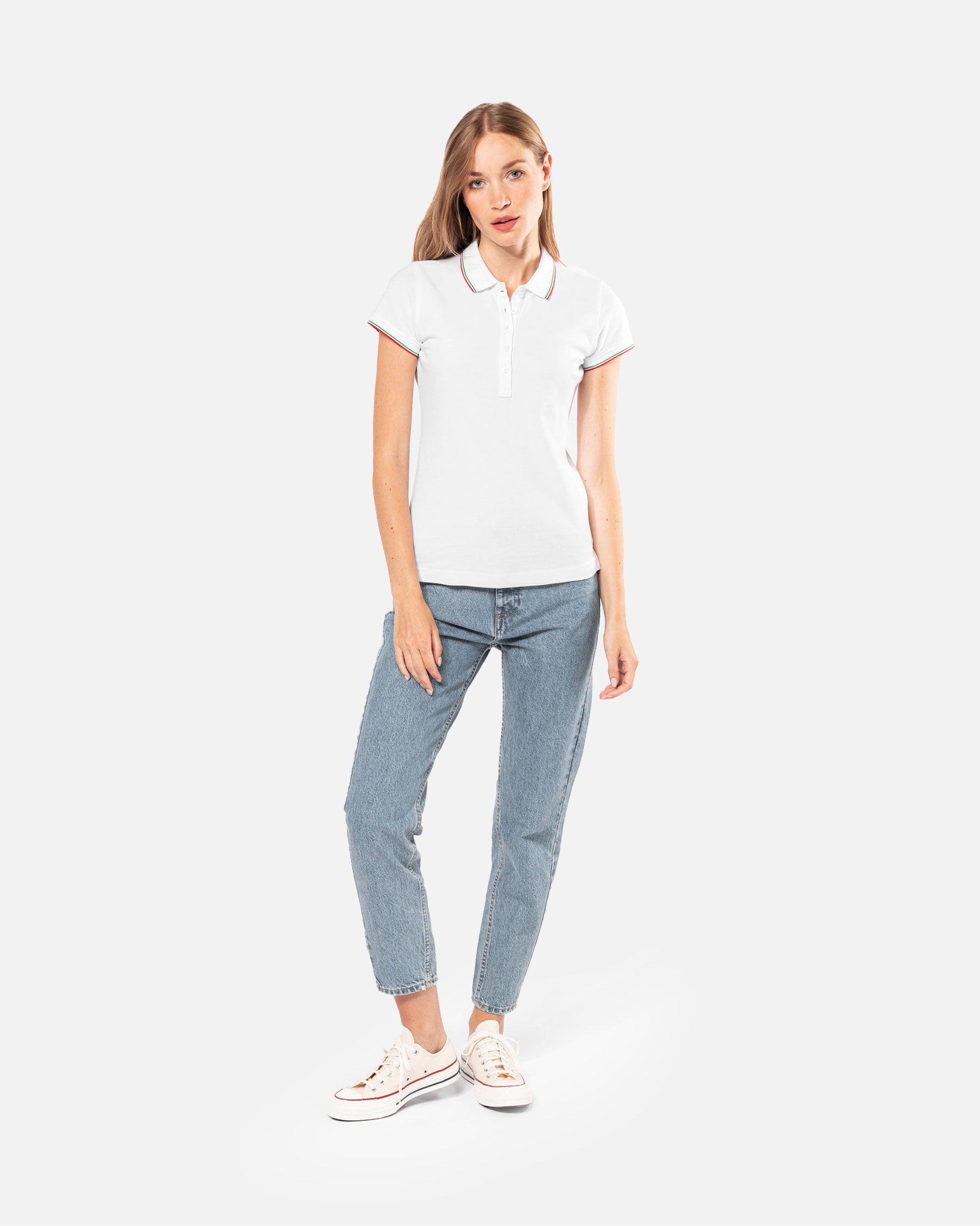 Schweres Damen Piqué Polo T-Shirt mit Kontrastfarben von VIVID