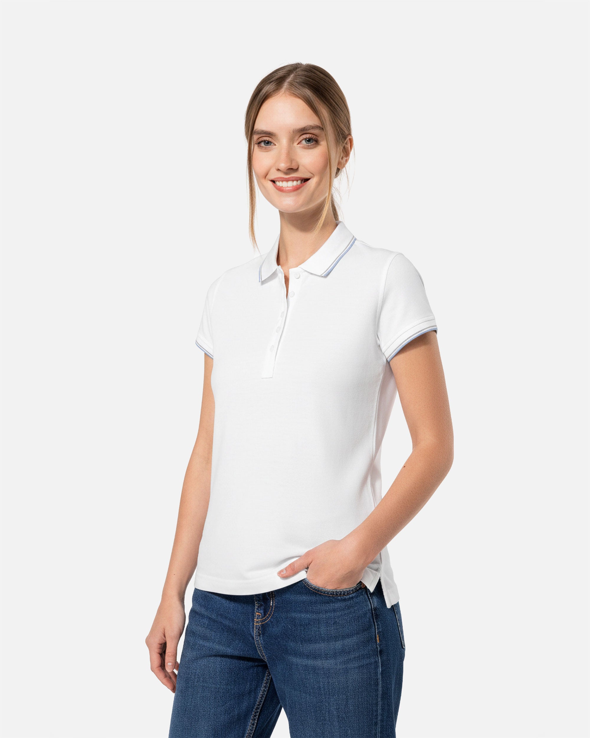 Schweres Damen Piqué Polo T-Shirt mit Kontrastfarben von VIVID
