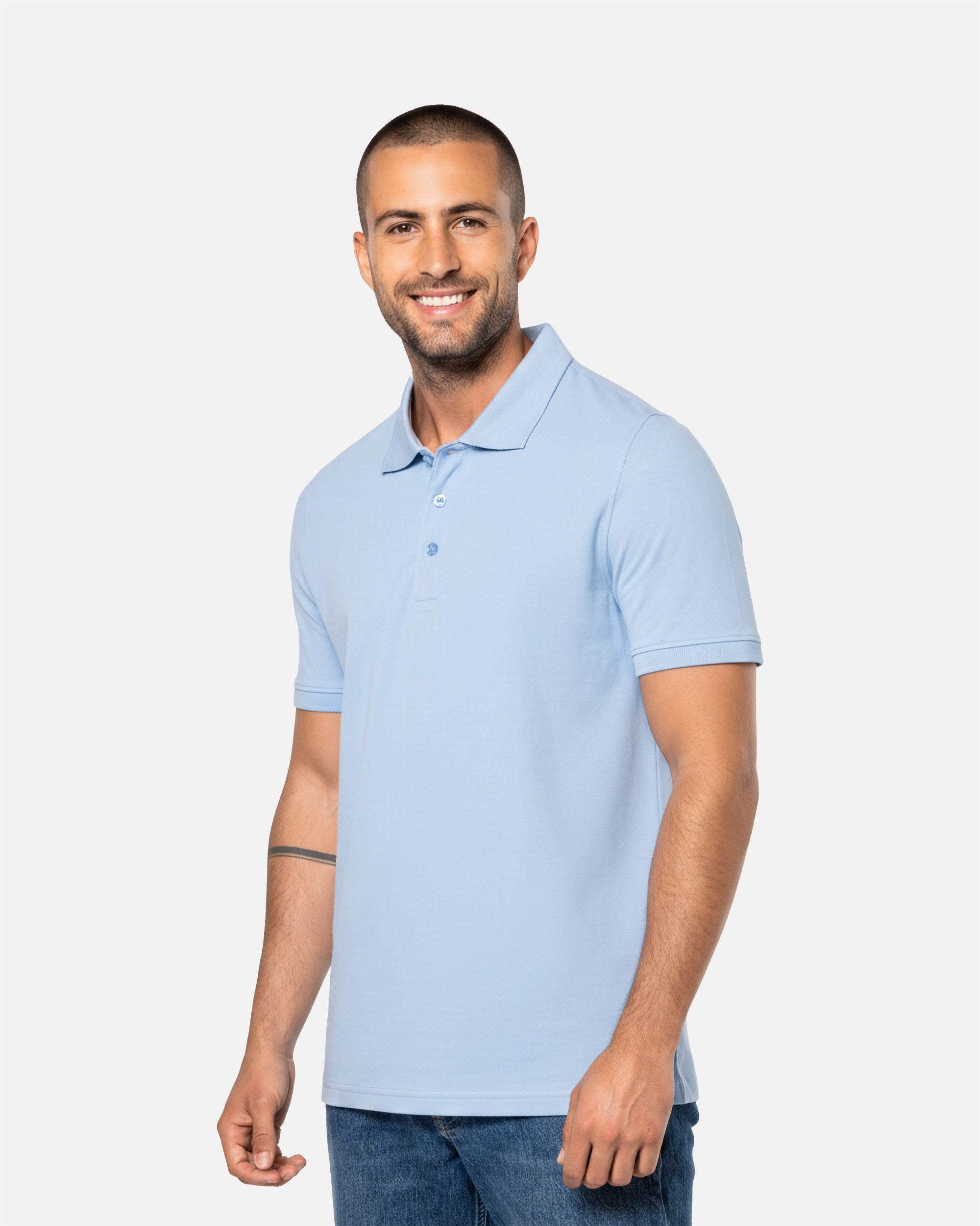 Klassisches Herren Piqué Polo T-Shirt Sky Blue von VIVID
