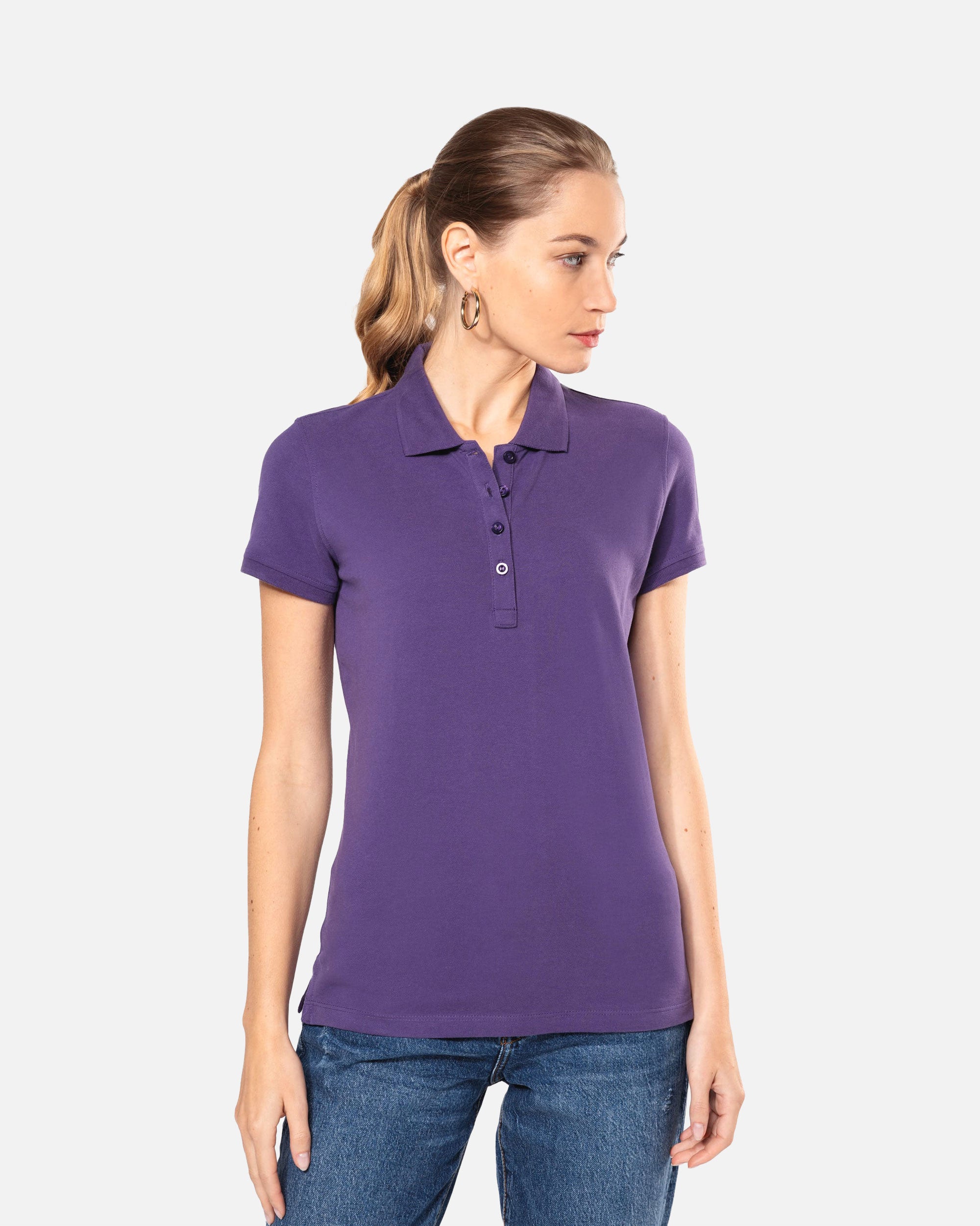 Klassisches Damen Piqué Polo T-Shirt Purple von VIVID