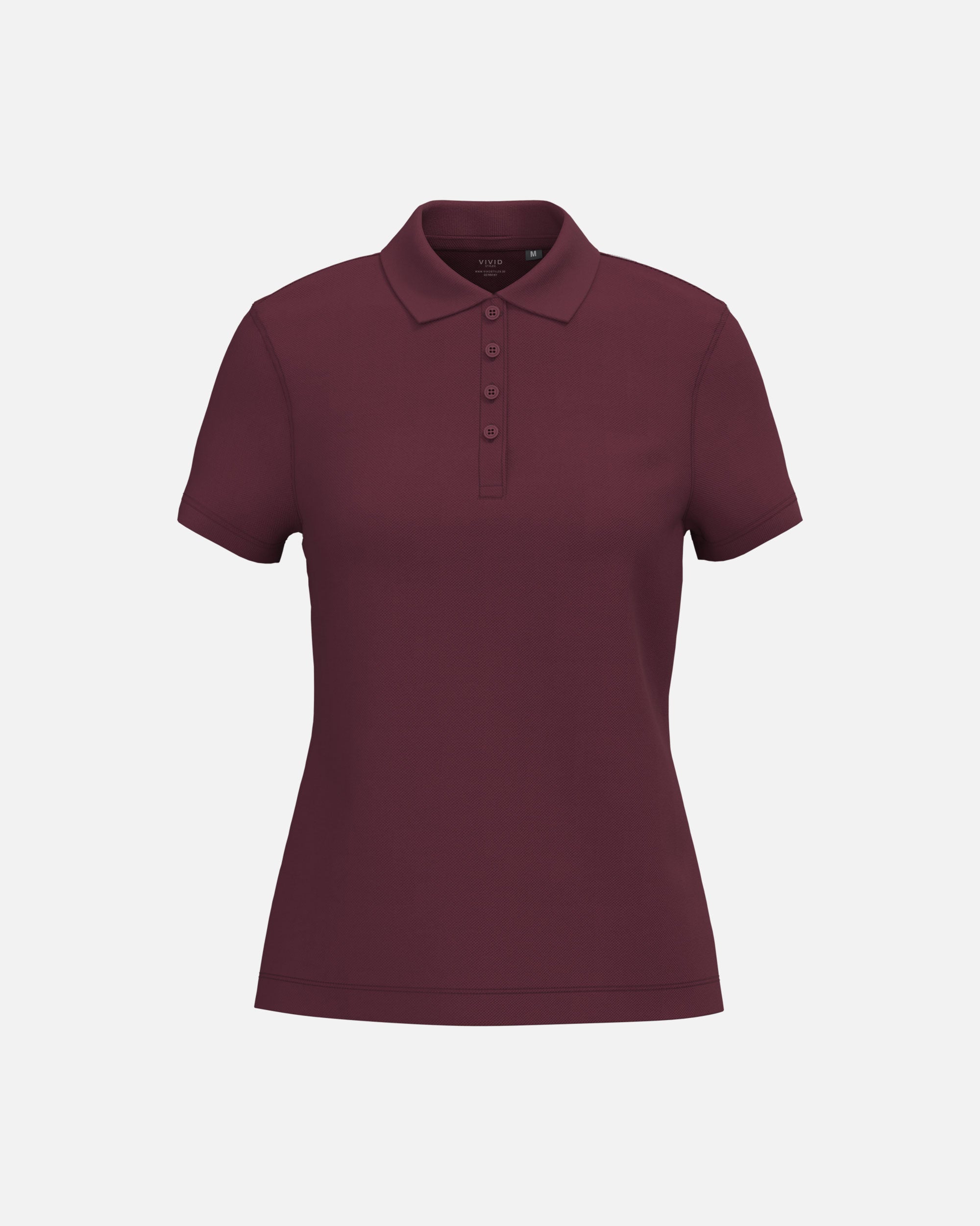 Klassisches Damen Piqué Polo T-Shirt Burgundy von VIVID