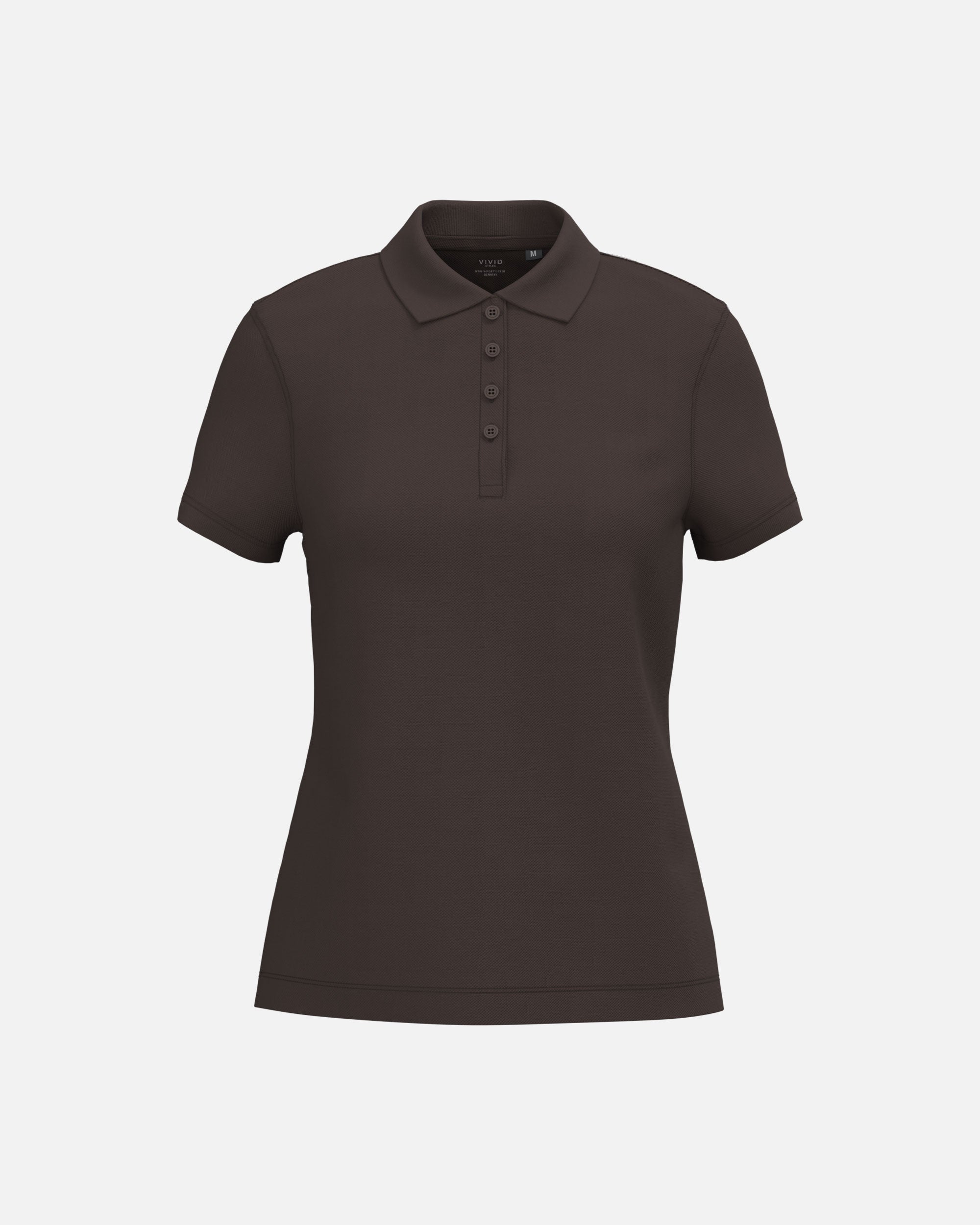 Klassisches Damen Piqué Polo T-Shirt Chocolate Brown von VIVID