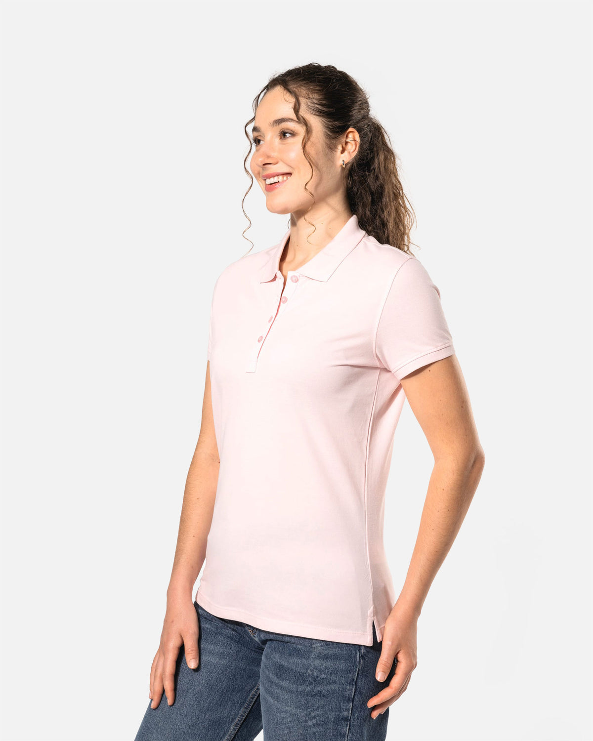 Klassisches Damen Piqué Polo T-Shirt Light Pink von VIVID