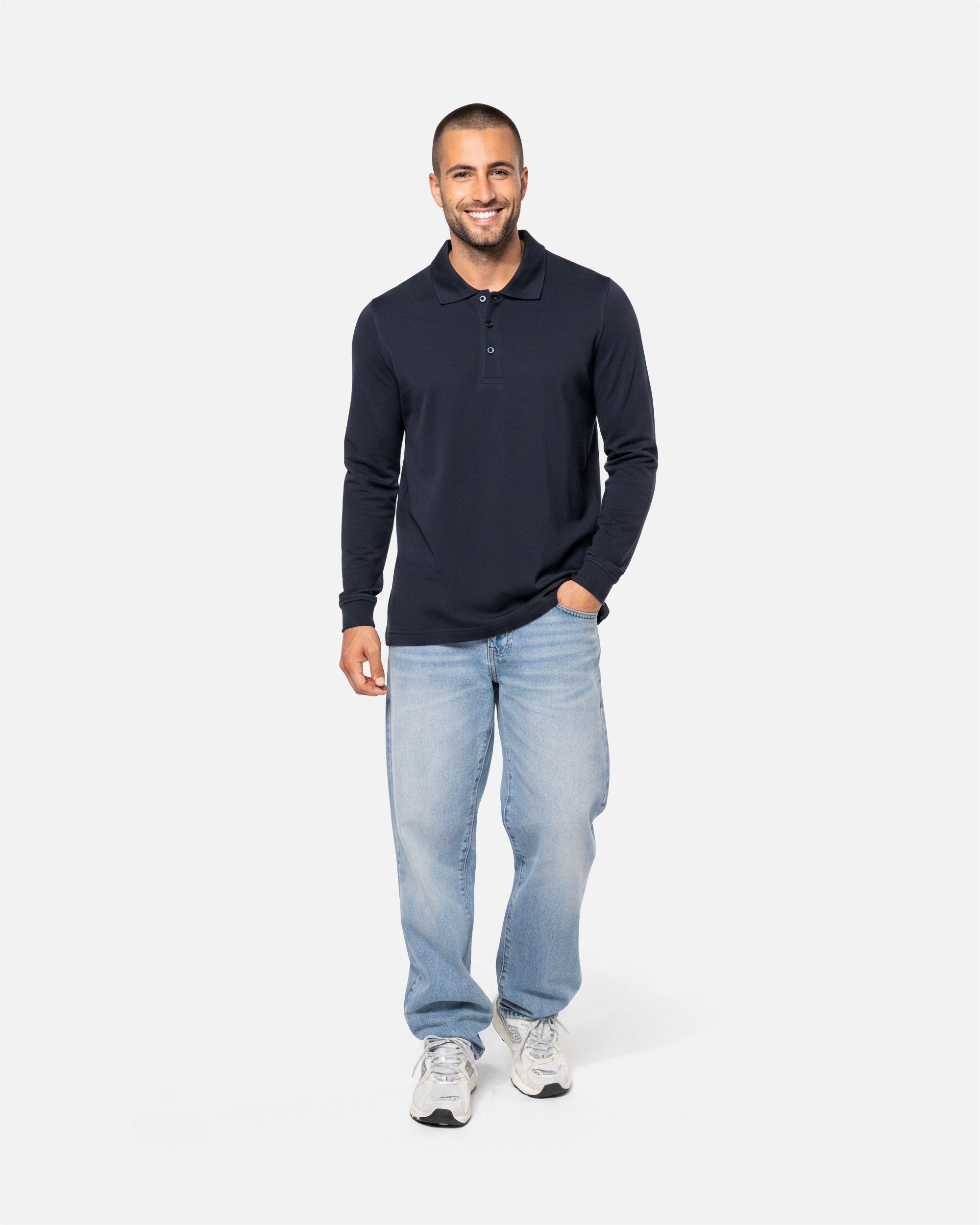 Klassisches Herren Piqué Polo Langarmshirt von VIVID
