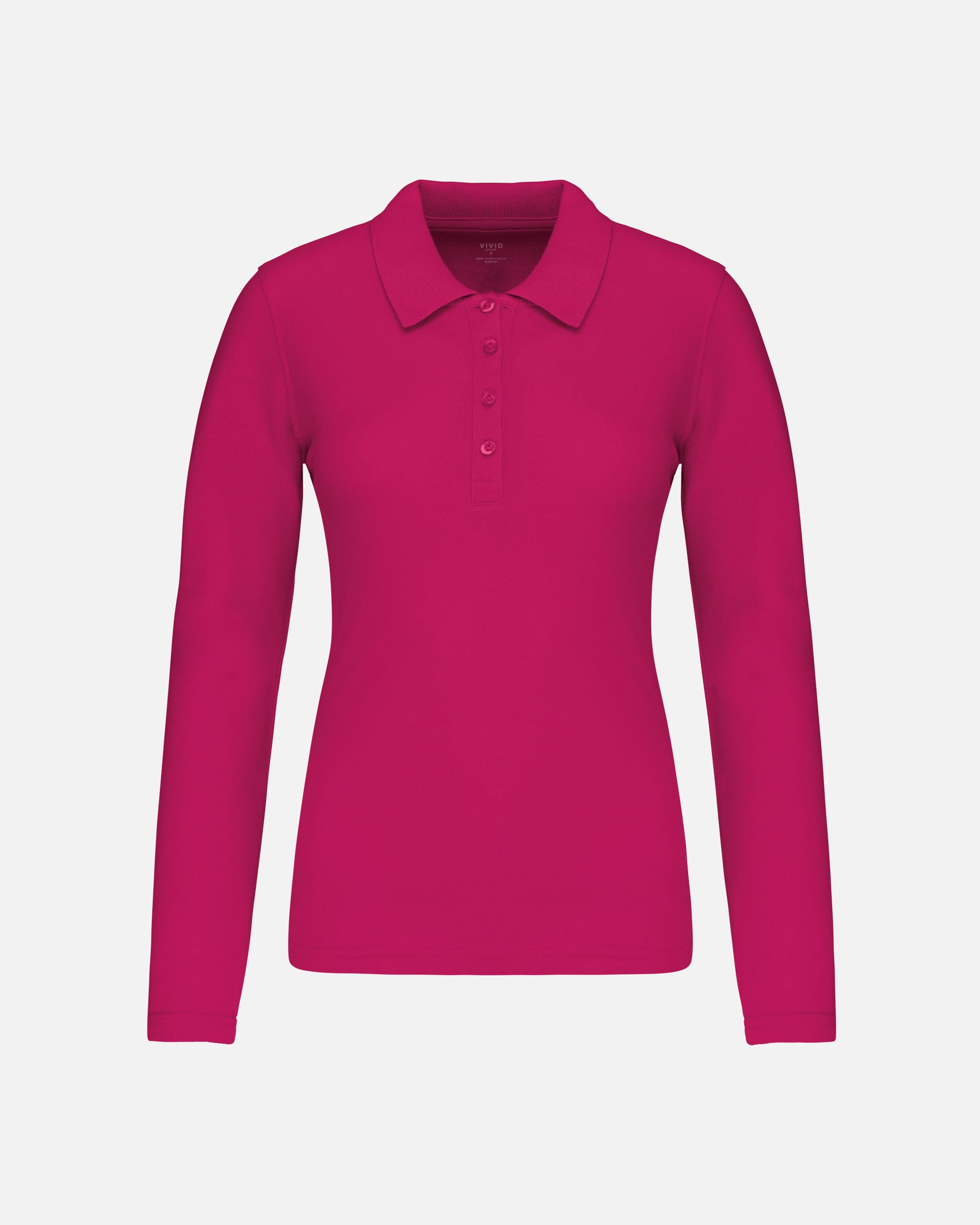Klassisches Damen Piqué Polo Langarmshirt Hot Pink von VIVID